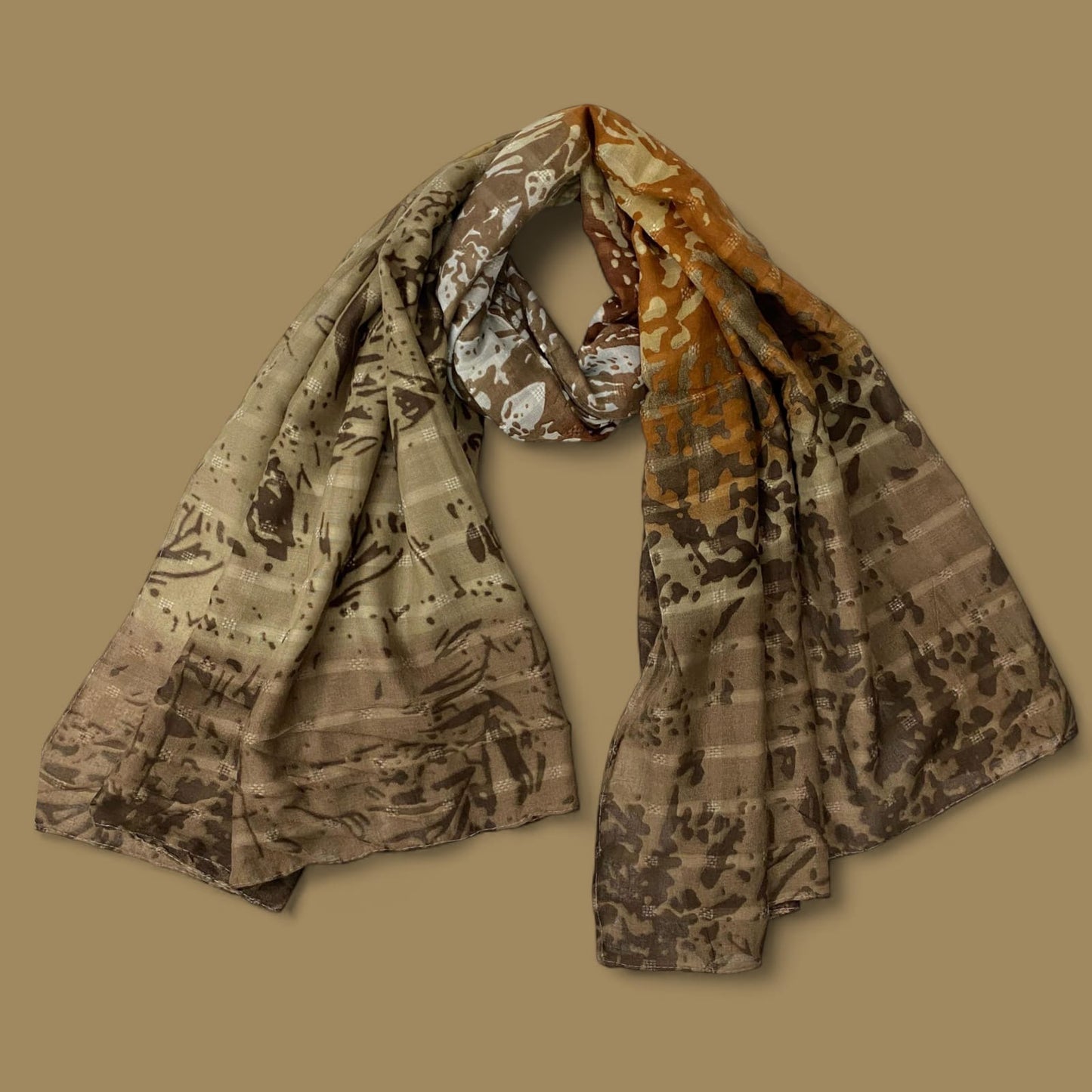 Shades of Brown Pattern Printed Lawn Hijab
