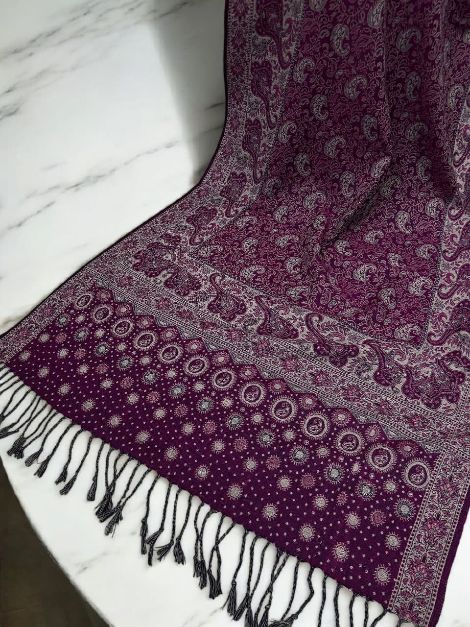 Magenta Lilac Dotted Dual Tone Pashmina Hijab