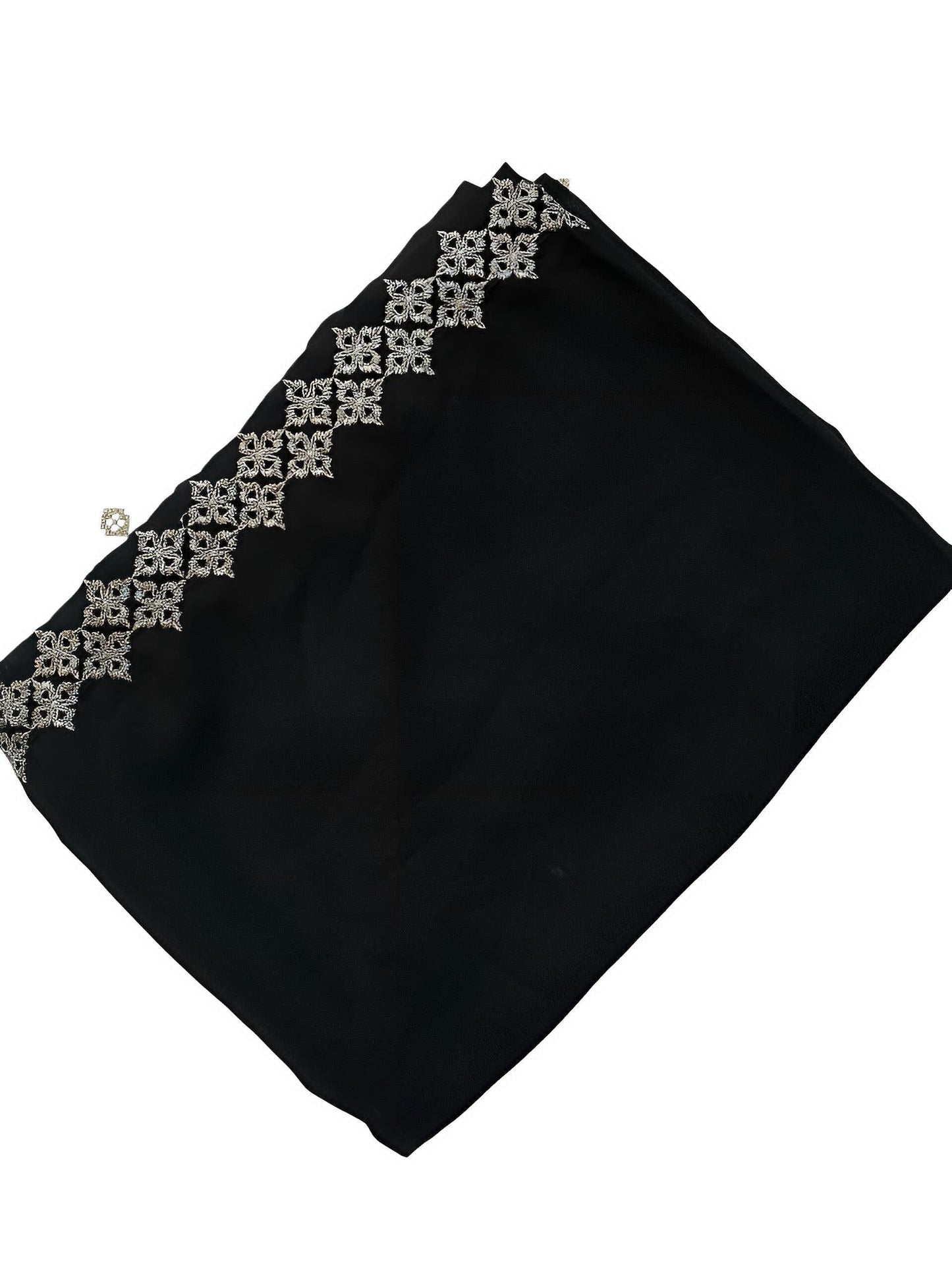 Black Silver Diamond Border Shaal