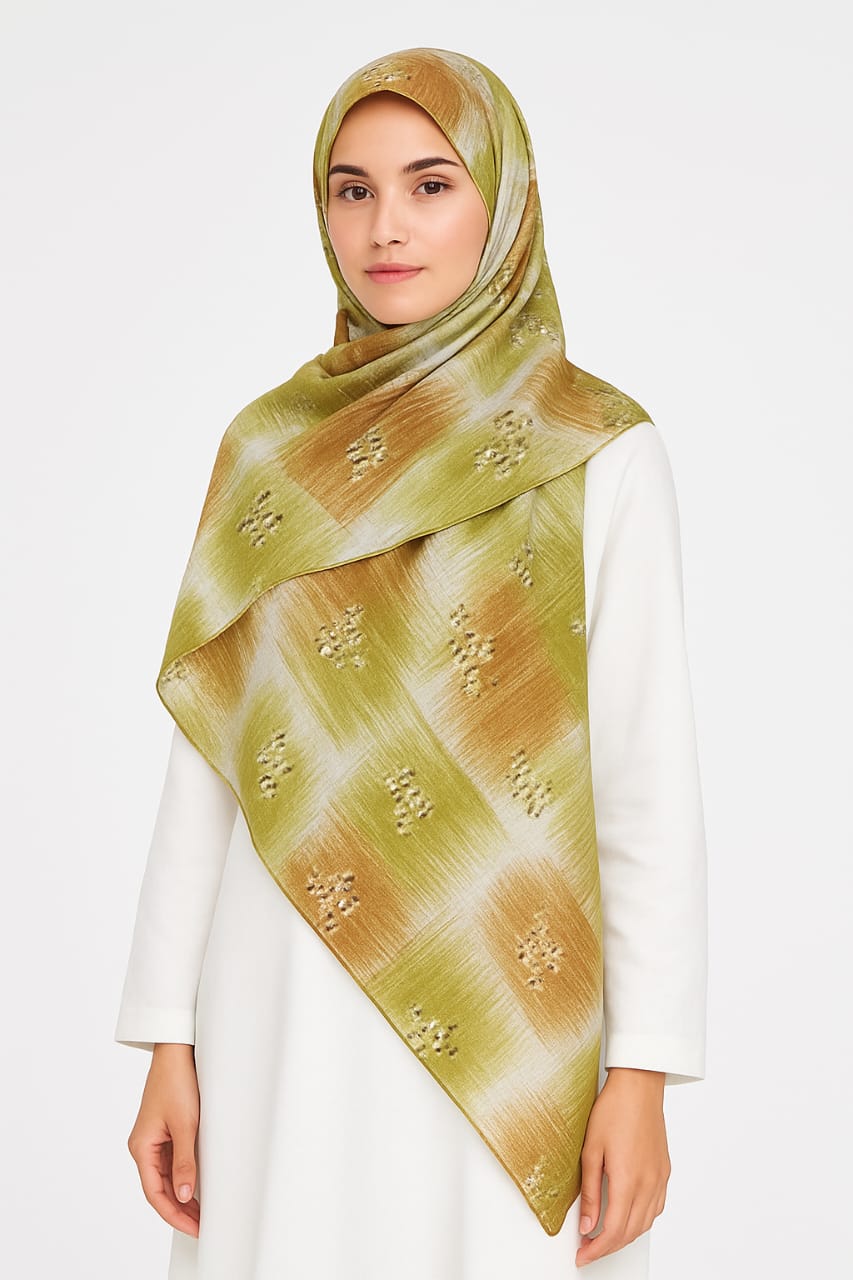 Kelly Green Sketches Patterned Printed Modal Hijab