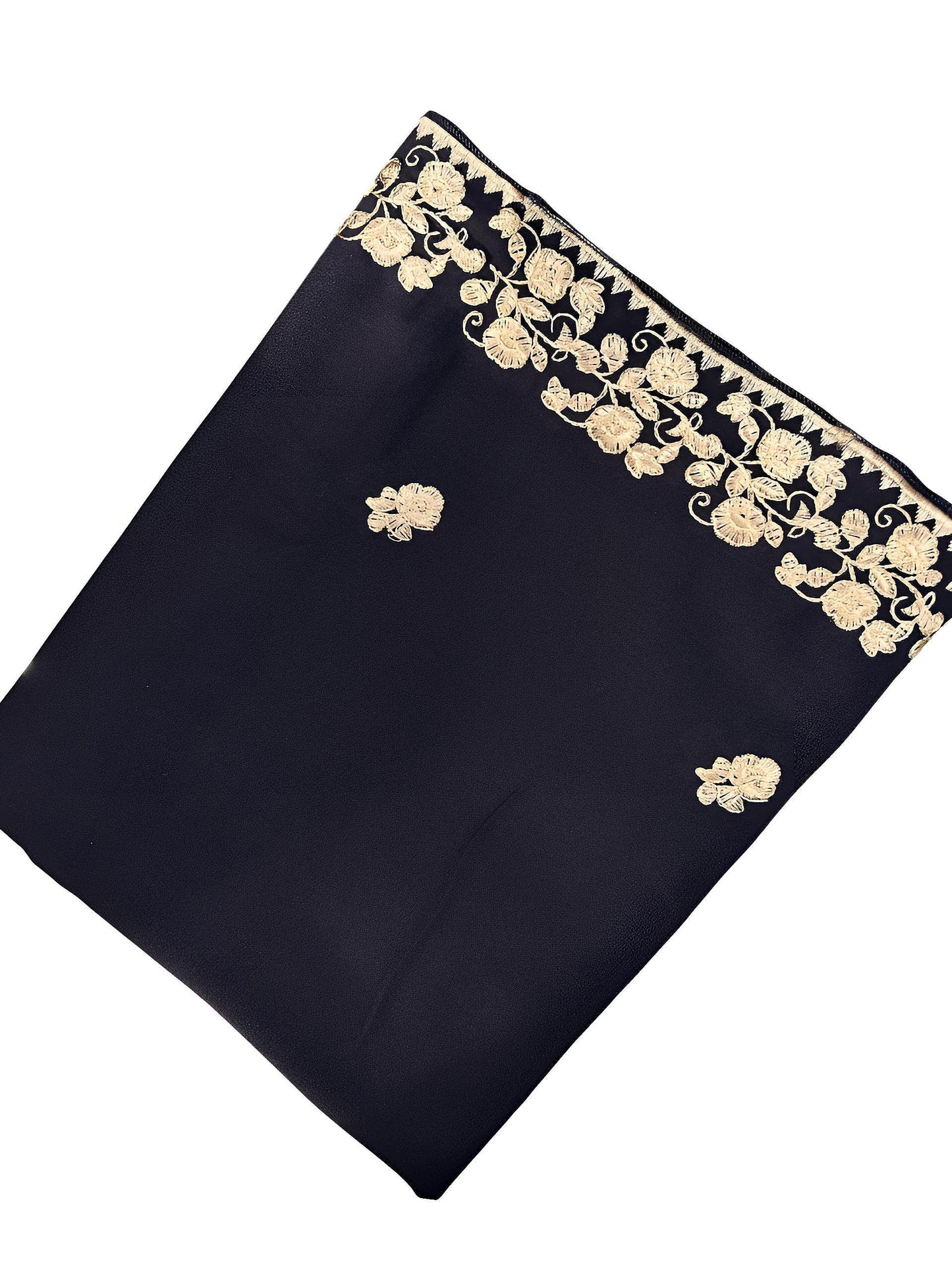 Navy Blue Creamy Floral Shaal