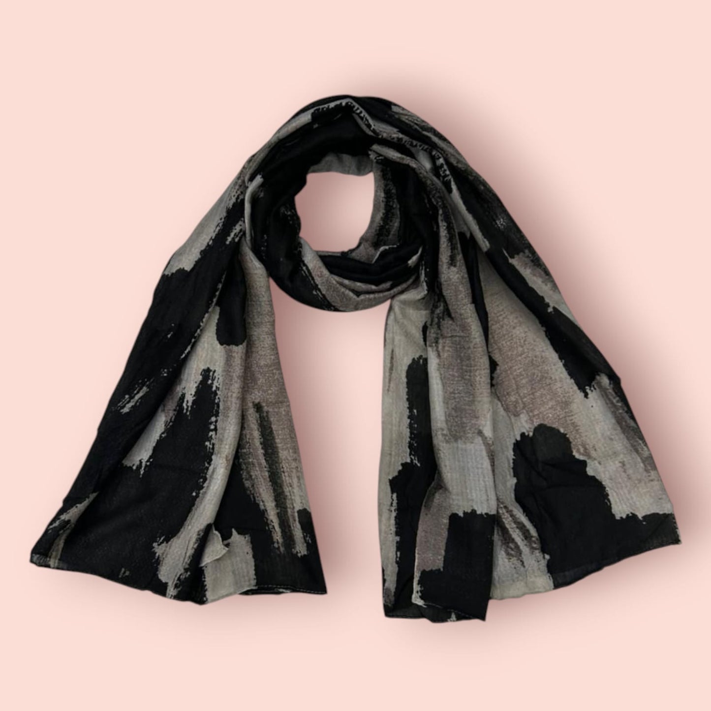 Black Beige Abstract Printed Lawn Hijab