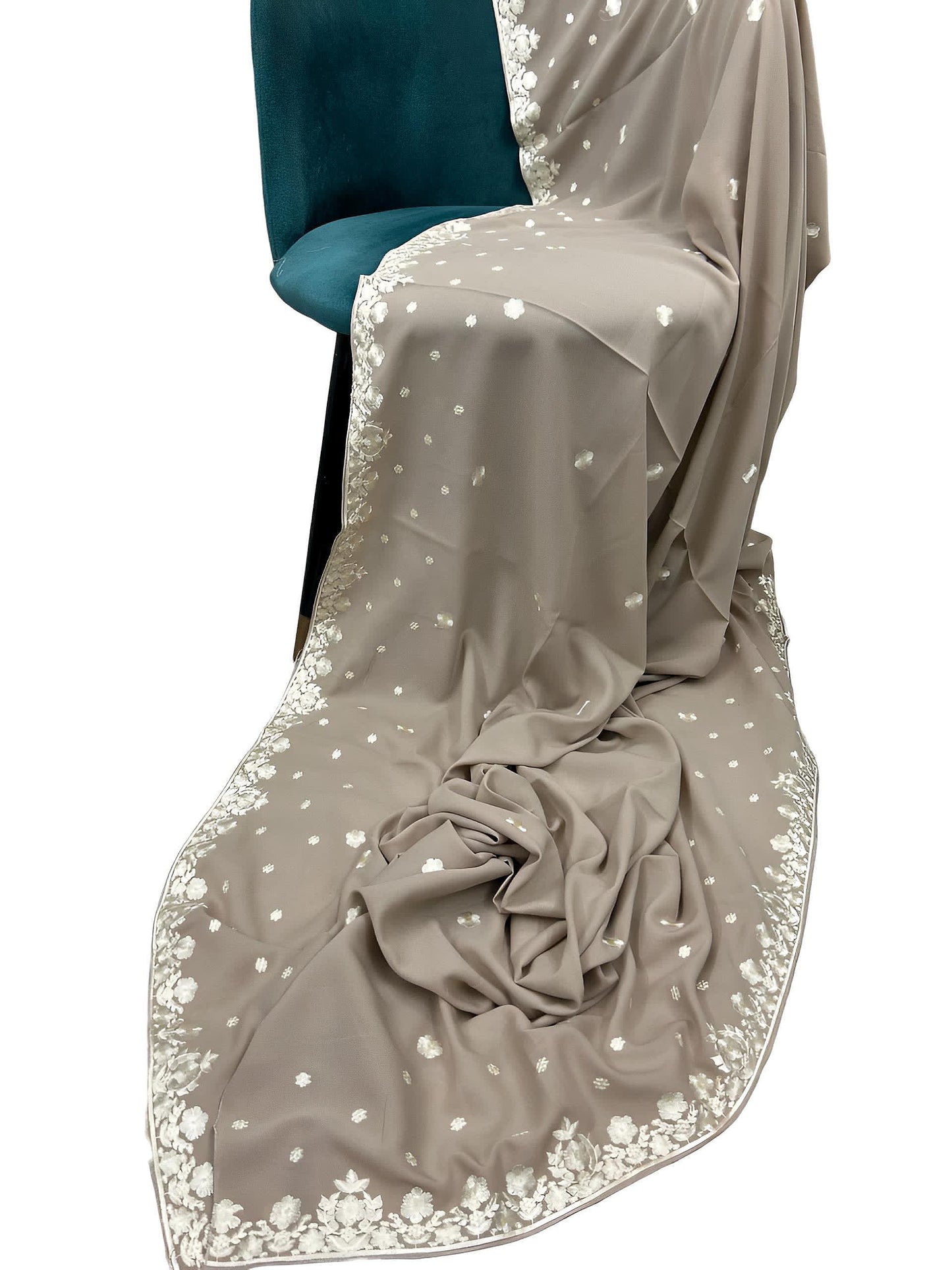 Beige White Floral Shaal