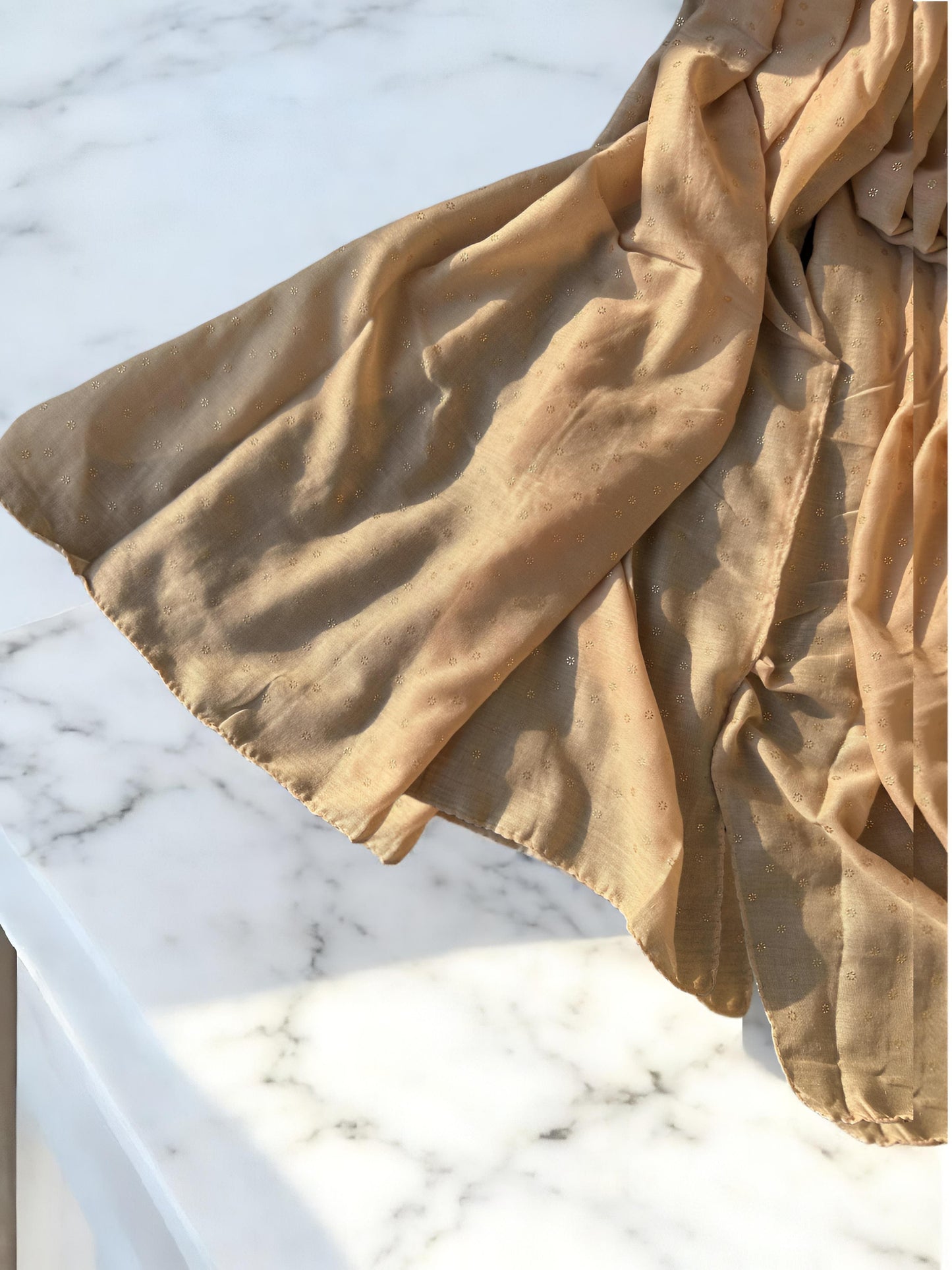 Sand Brown Rose Sequence Hijab