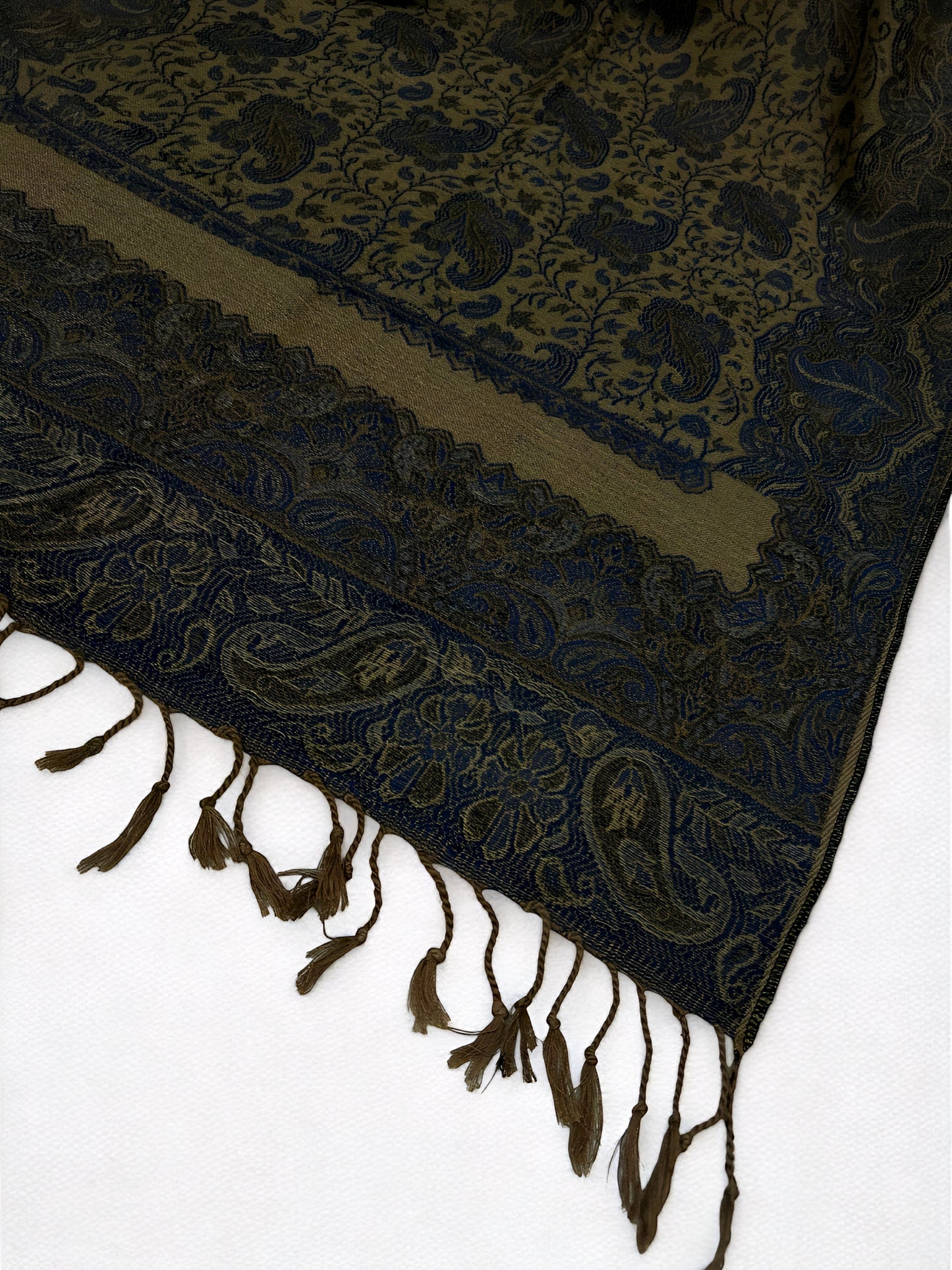 Beige Indigo Dual Tone Pashmina Hijab