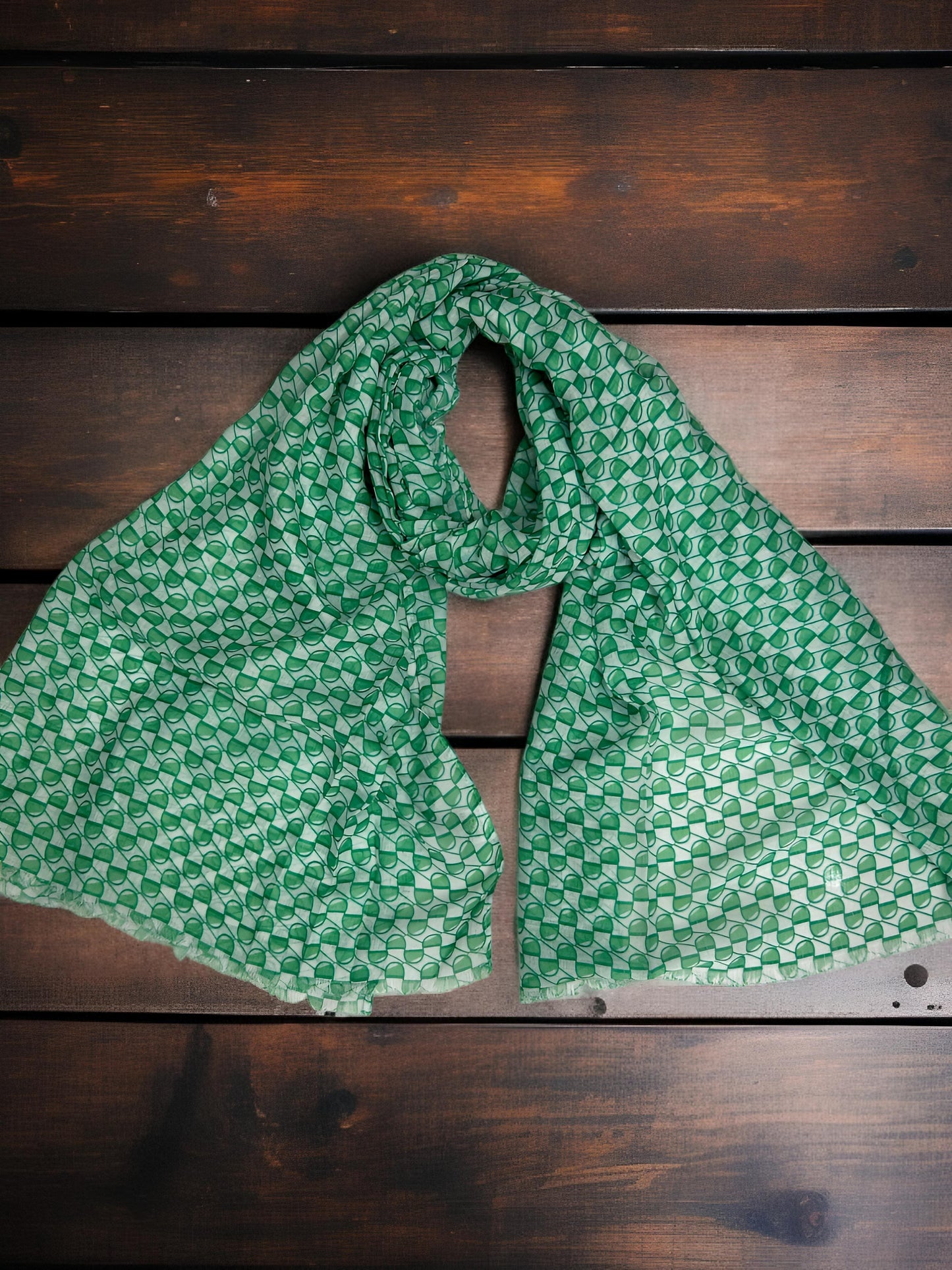 Curved D Green Printed Modal Hijab