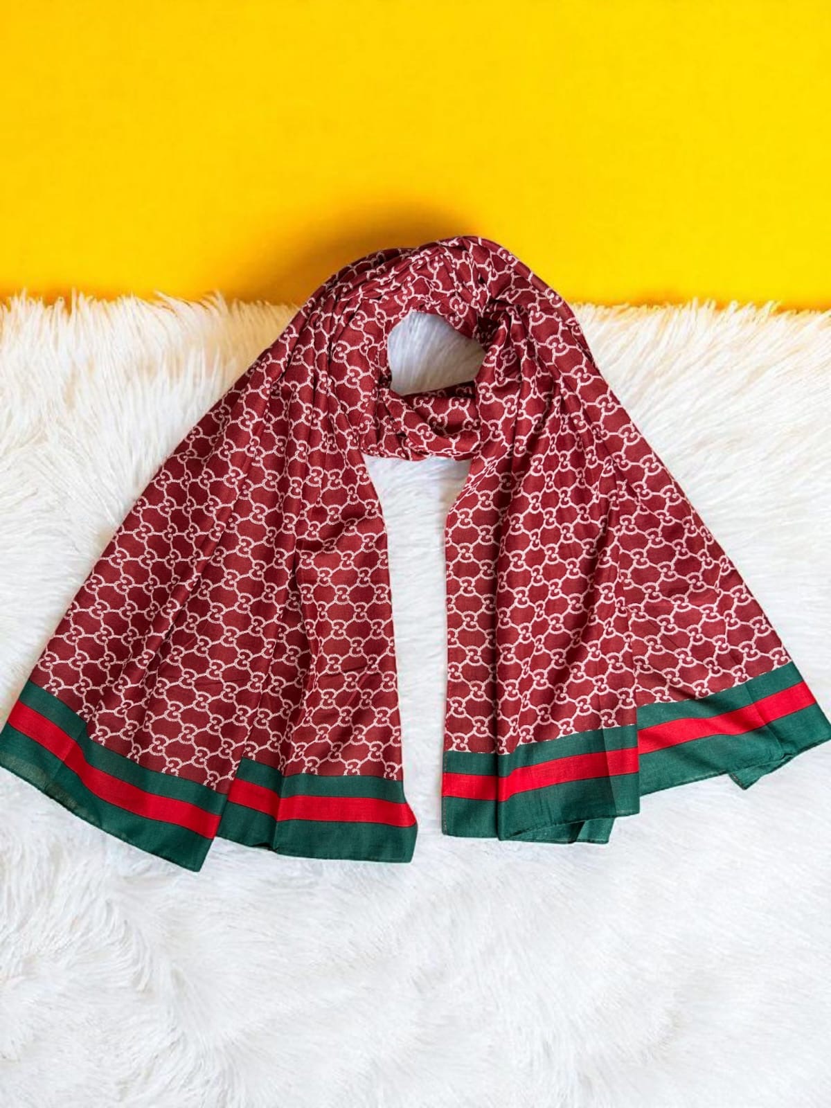 Maroon Gucci Printed Lawn Hijab