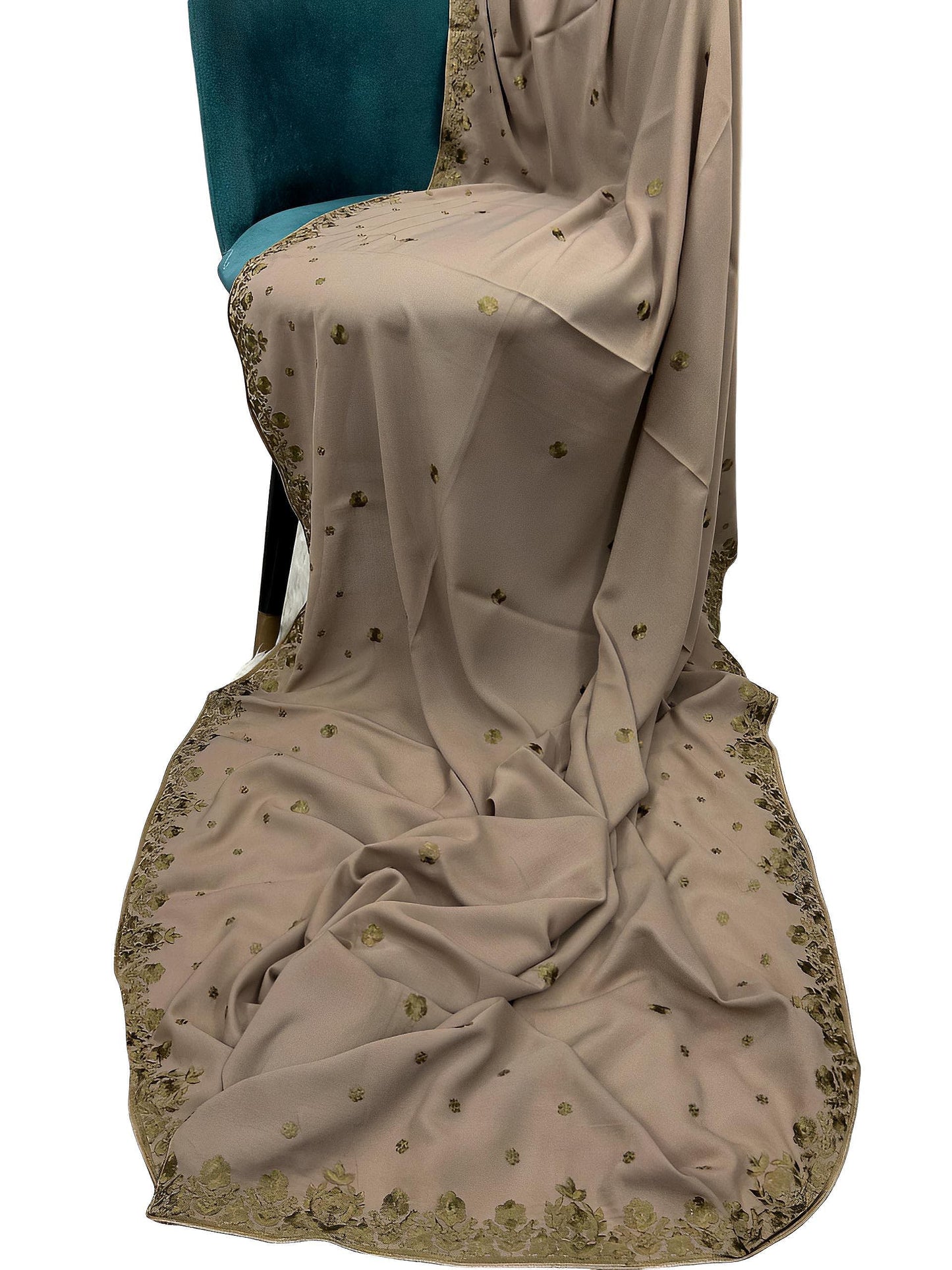Beige Pista Green Floral Shaal
