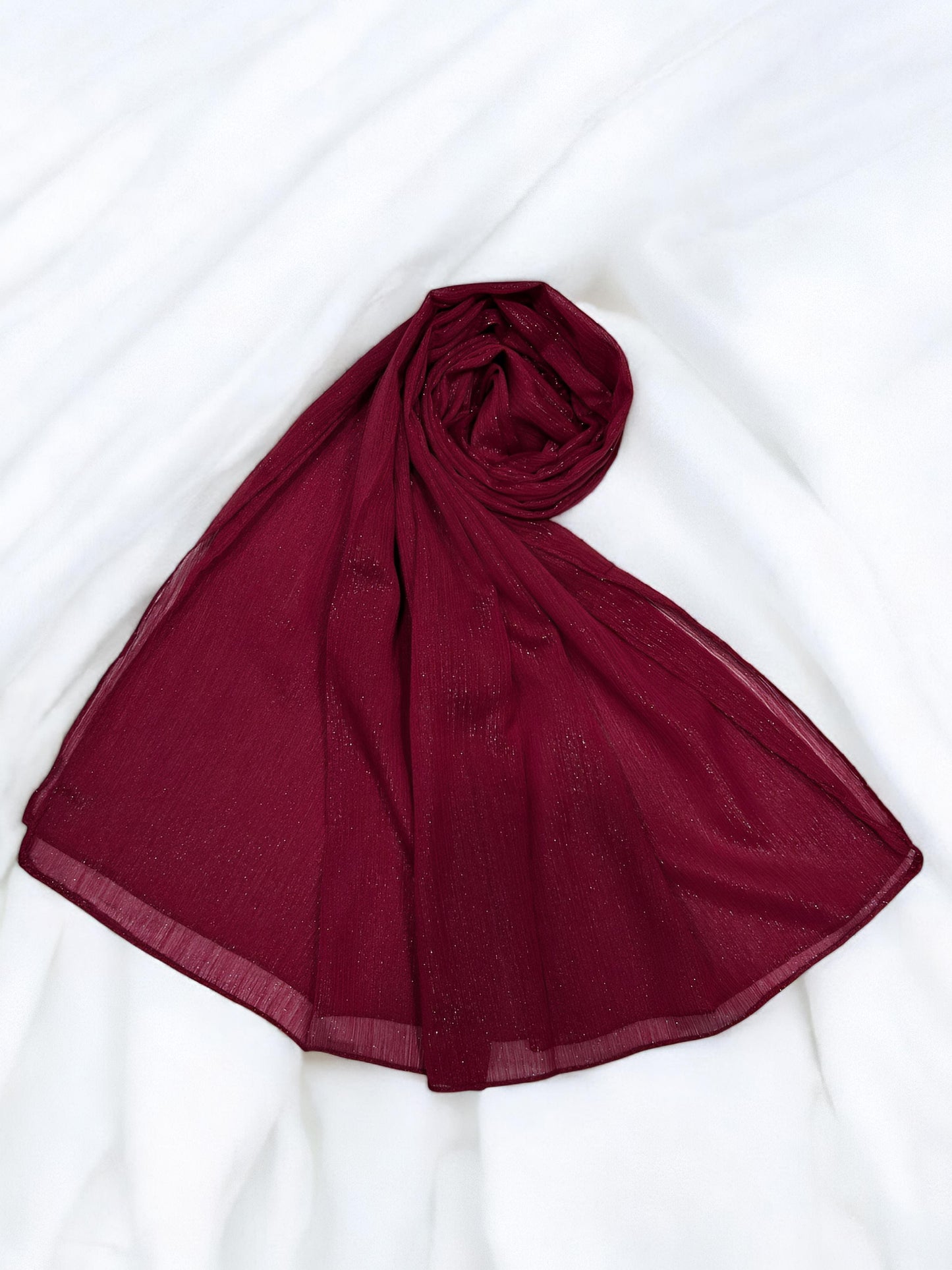 Raspberry Red - Crinkle Shimmer Chiffon Wedding Party Occasion Hijab Scarf