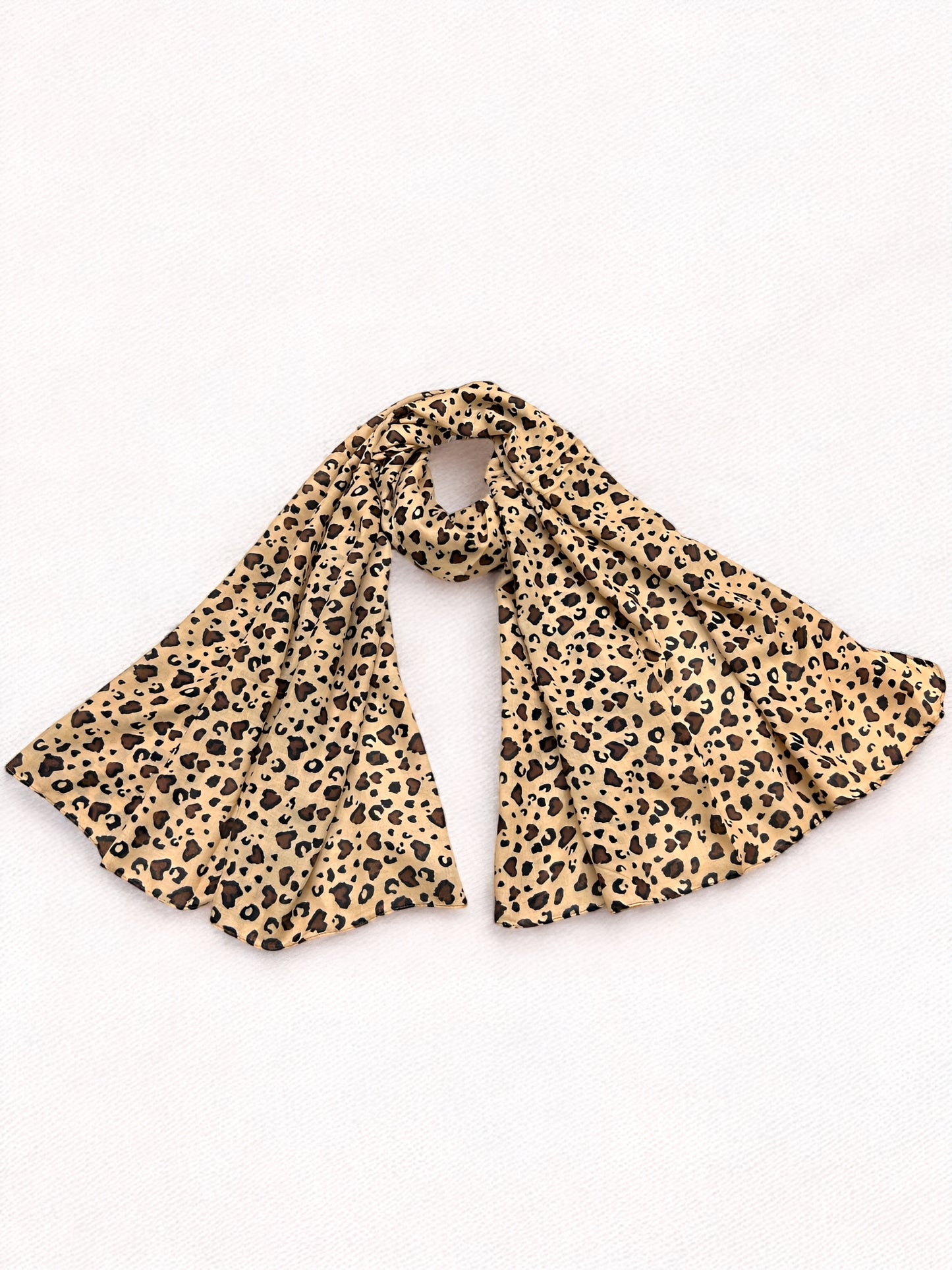 Beige Black Leopard Printed Modal Hijab
