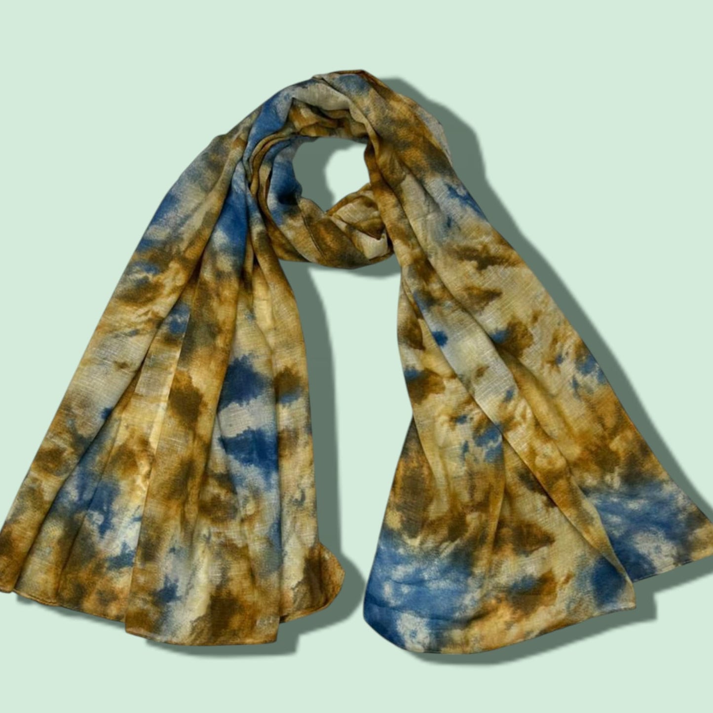 Goldenish Blue Blur Printed Modal Hijab