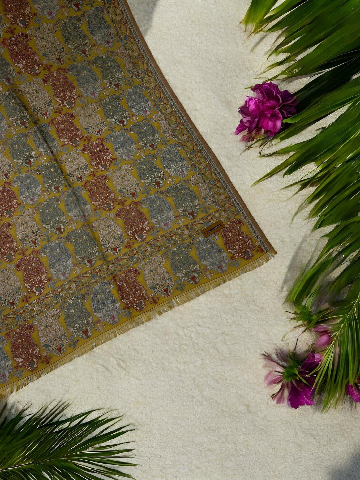 Dull Yellow Paisleys Pashmina Hijab