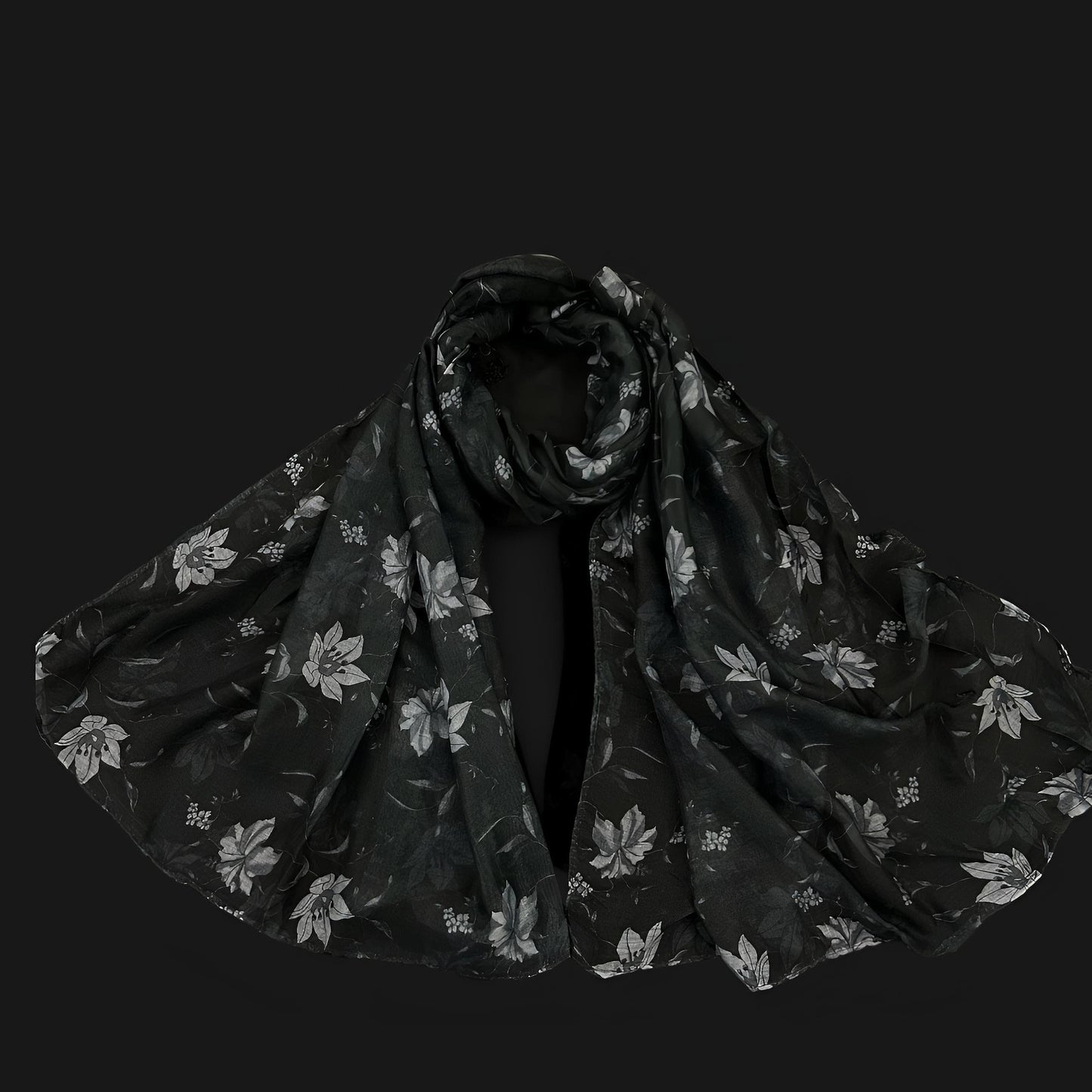 Black Grey Azalea Printed Modal Hijab