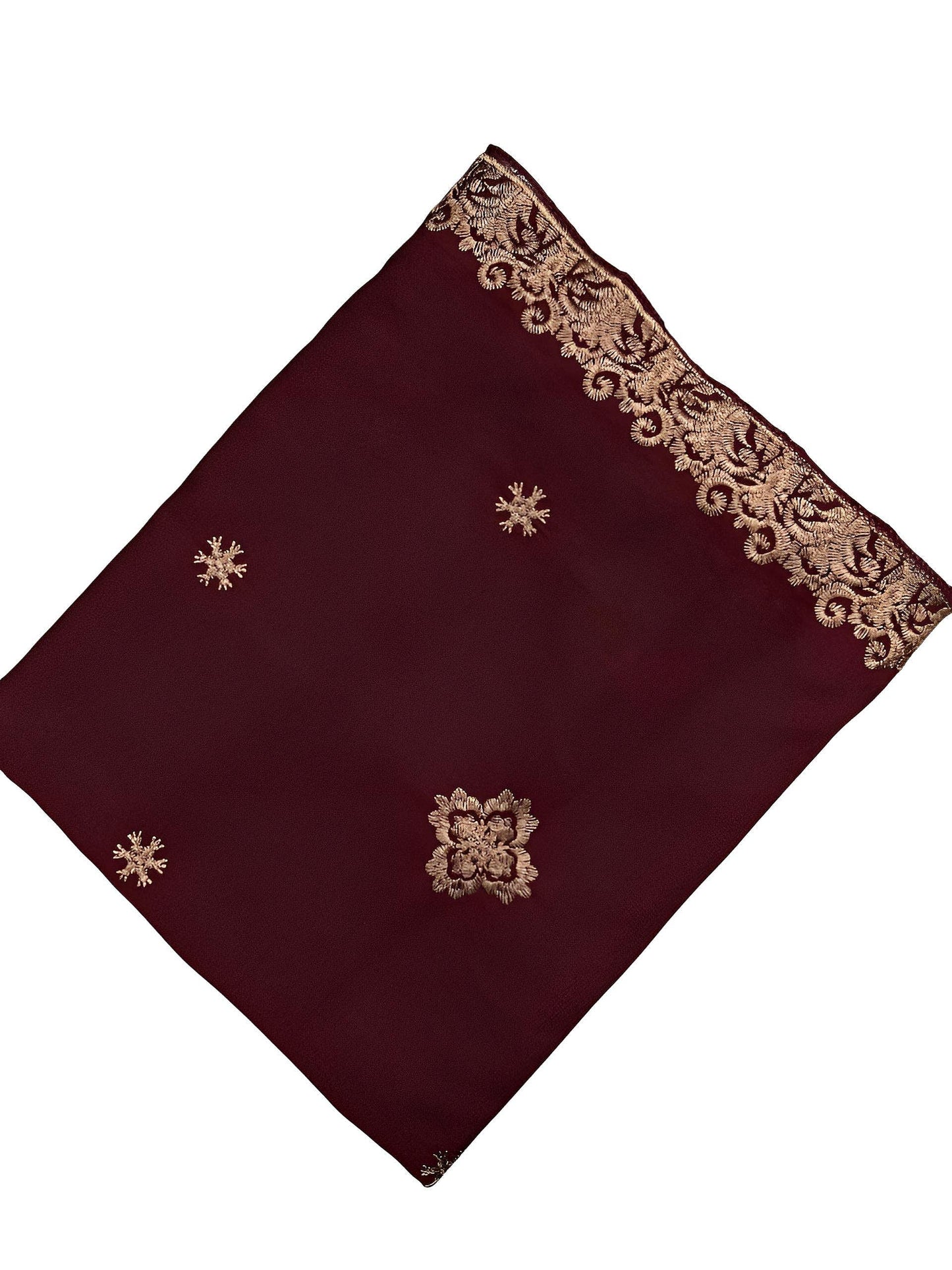 Maroon Peach Cutwork Shaal