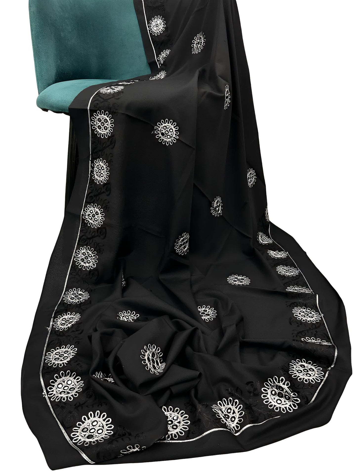 Black Mirrorwork Embroidered Lawn Dupatta