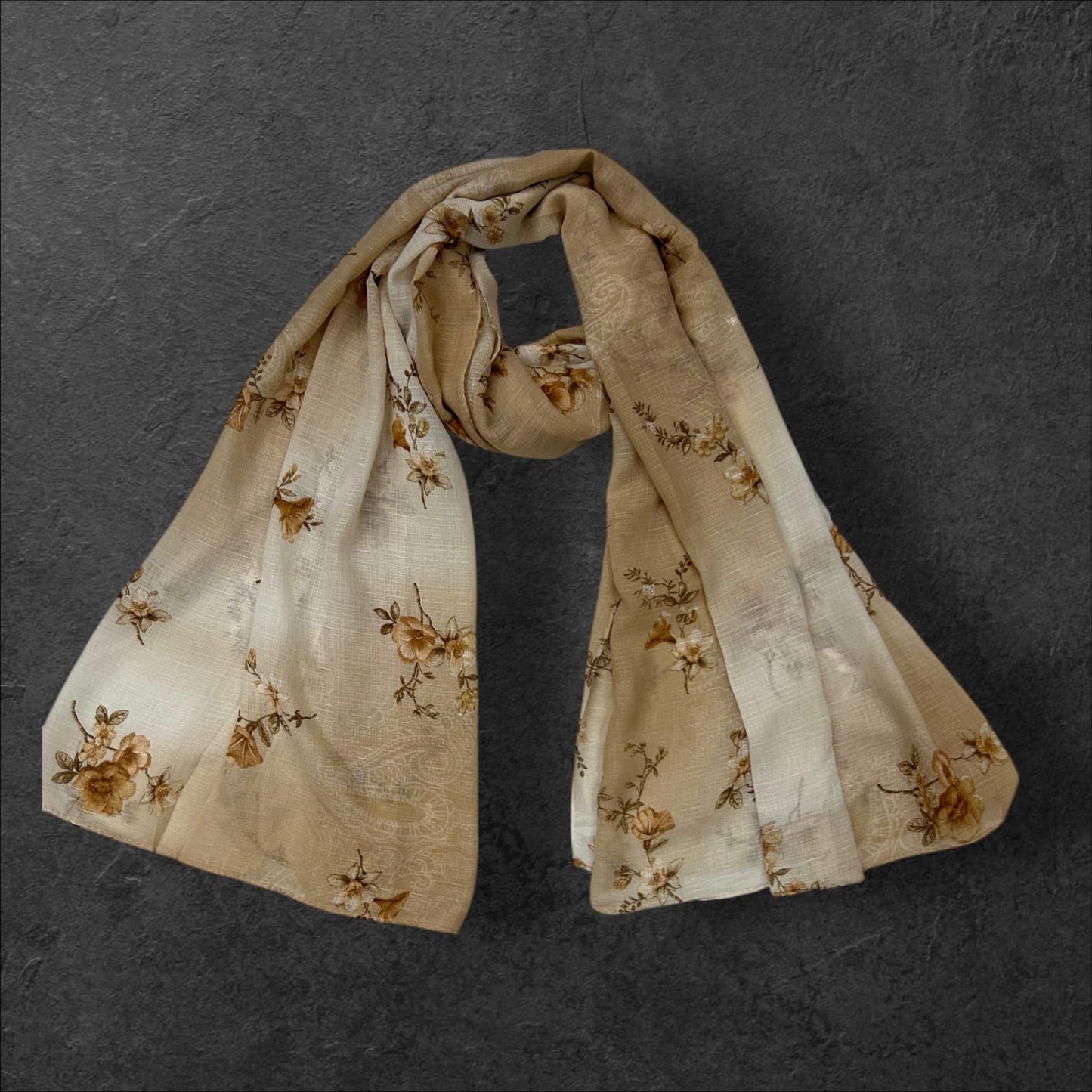 Saddle Brown Ash Floral Printed Modal Hijab