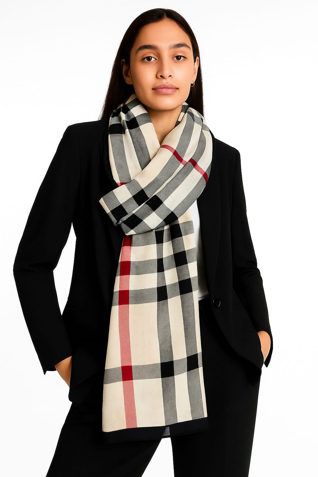 Printed Viscose Wool Hijab - Black Burberry