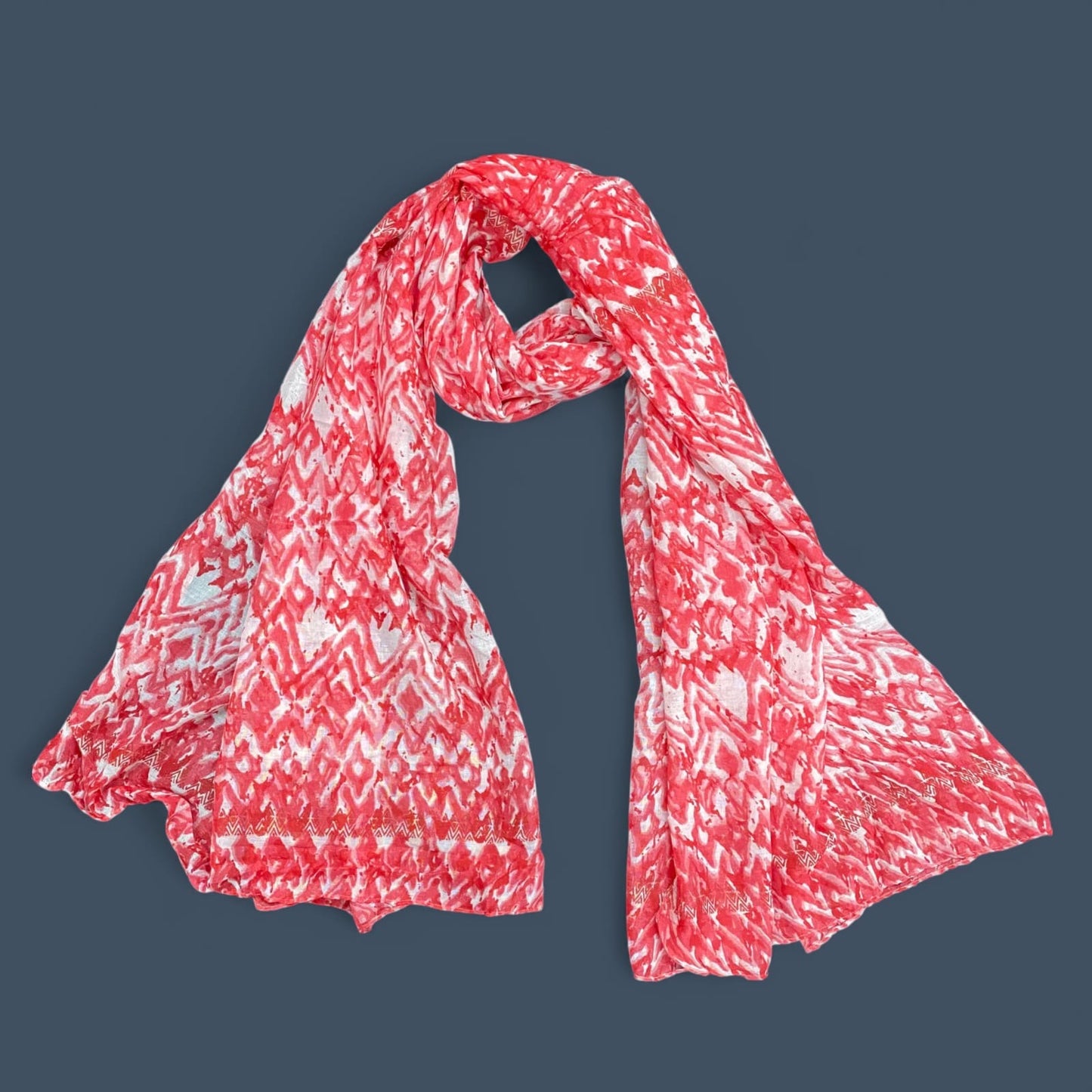 Fresh Red Geometric Printed Lawn Hijab