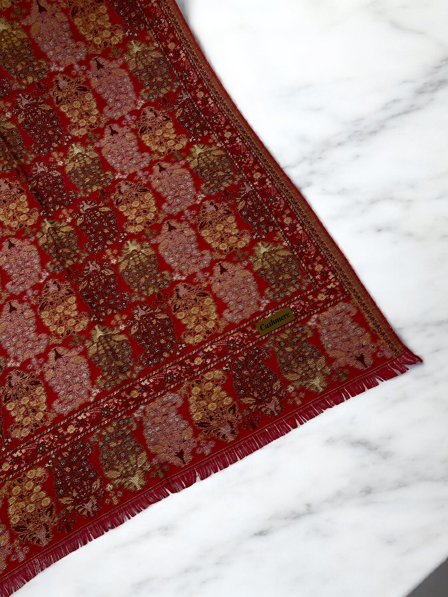 Red Tea Pink Paisleys Pashmina Hijab