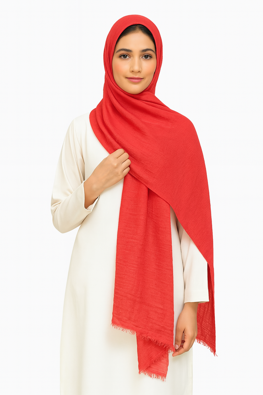 Carrot Pink - Crimp Lawn Hijab