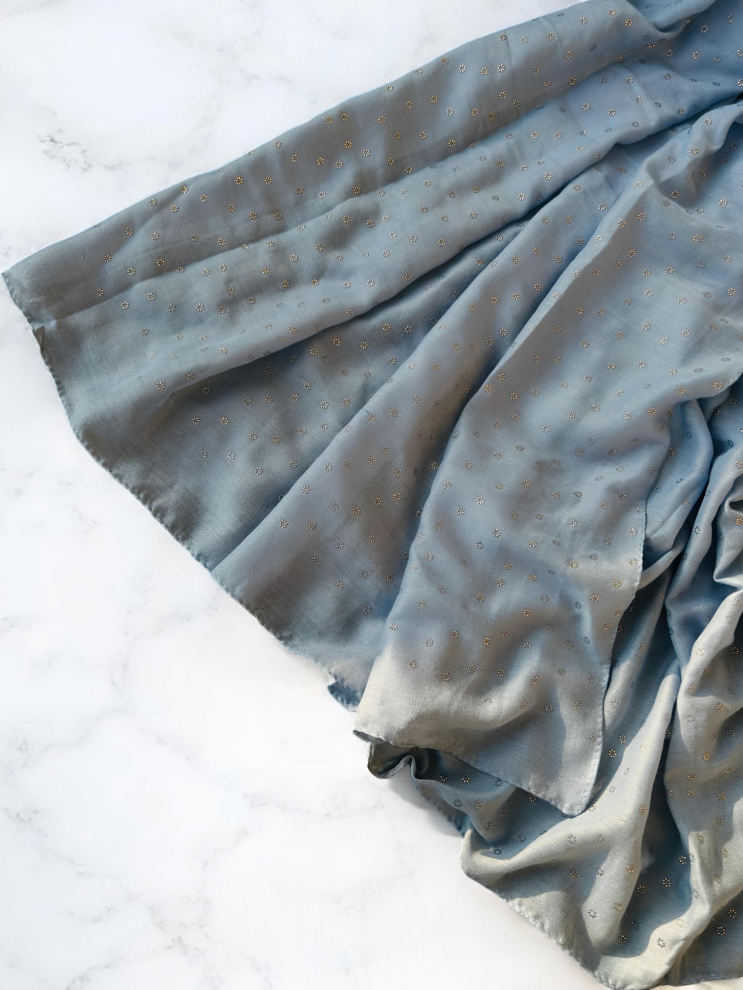 Denim Blue Rose Sequence Hijab