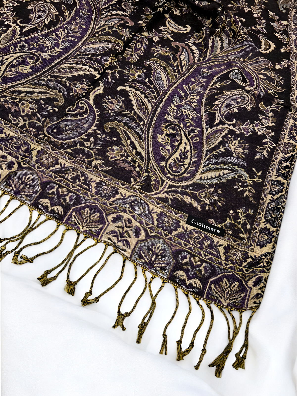 Deep Purple Fawn Persian Garden Paisley Two-Tone Pashmina Hijab