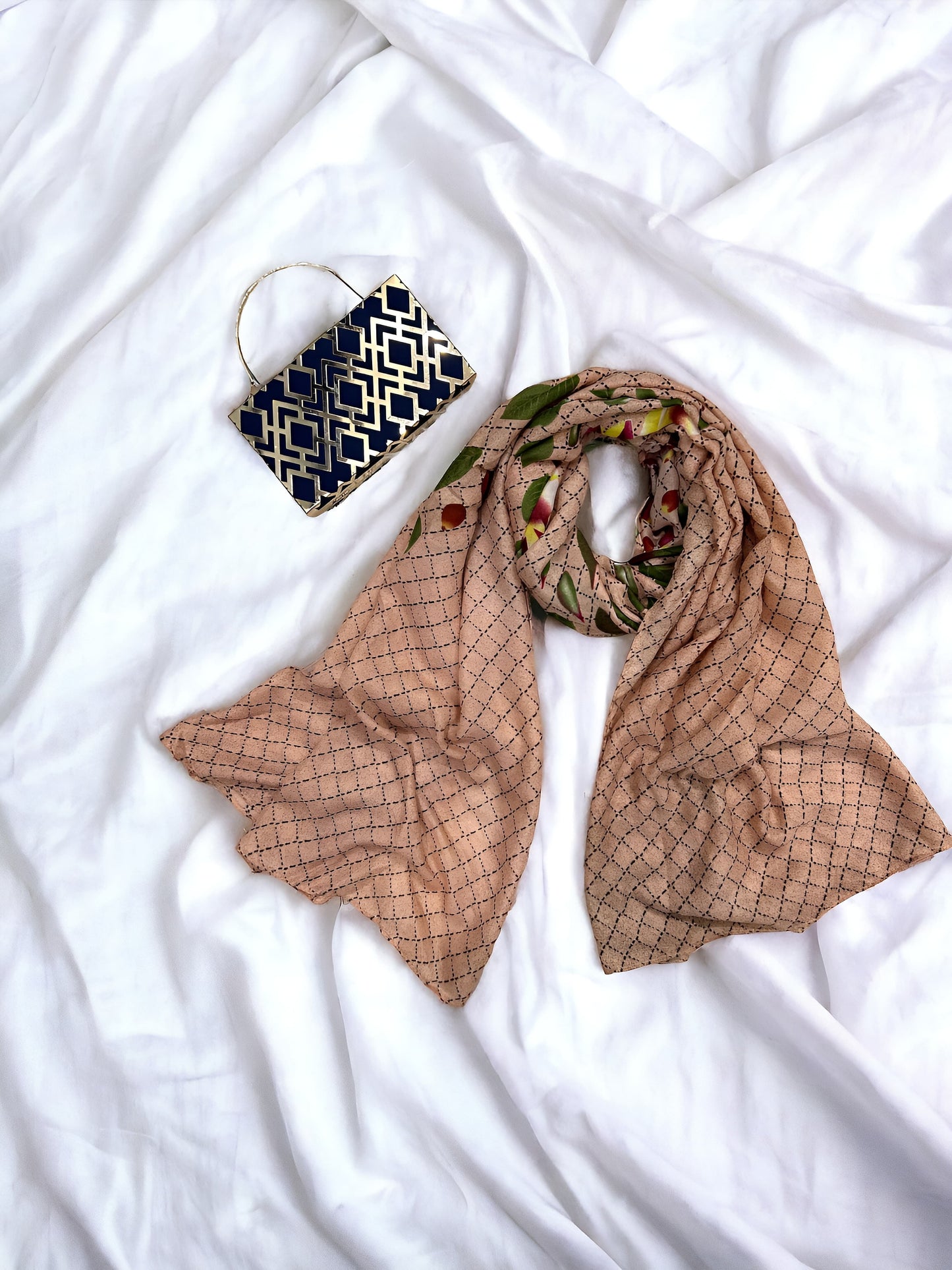 Peach Linear Printed Modal Hijab