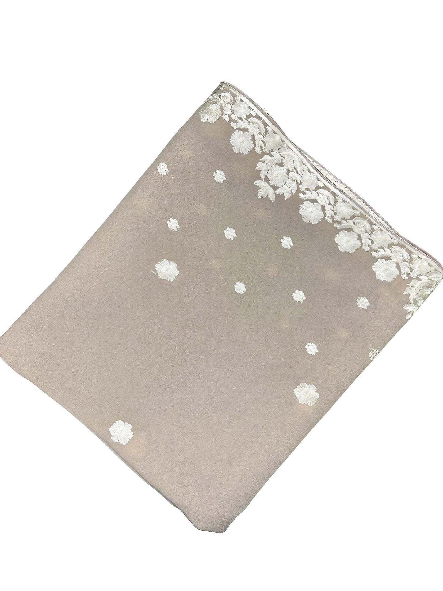 Beige White Floral Shaal