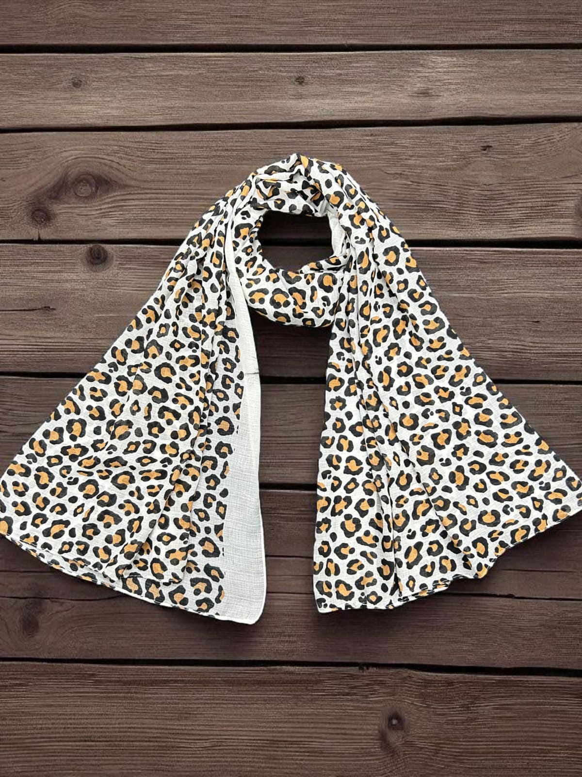 Milky White Cheetah Printed Modal Hijab