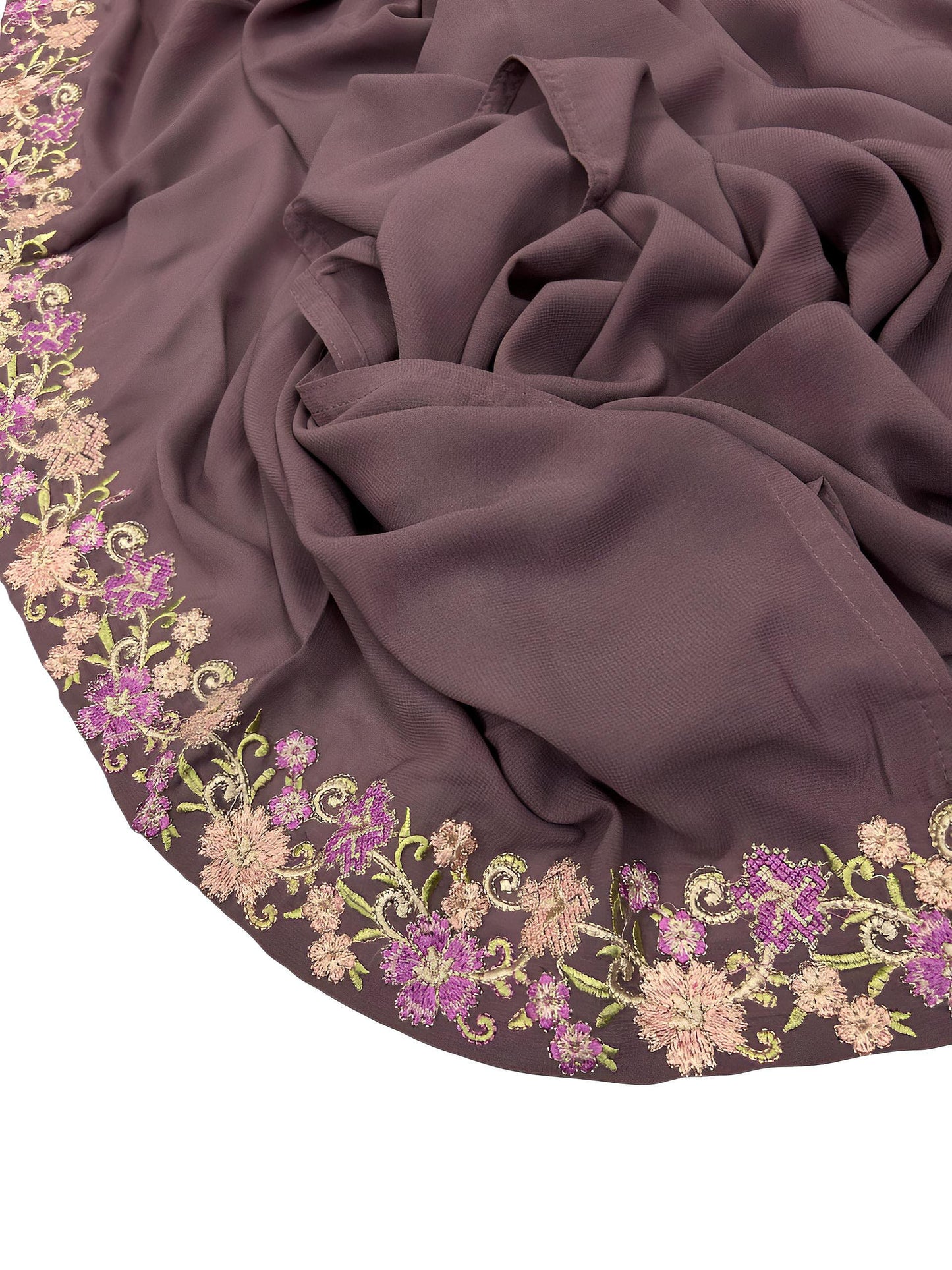 Luxury Grape Purple Floral Border Korean Shaal
