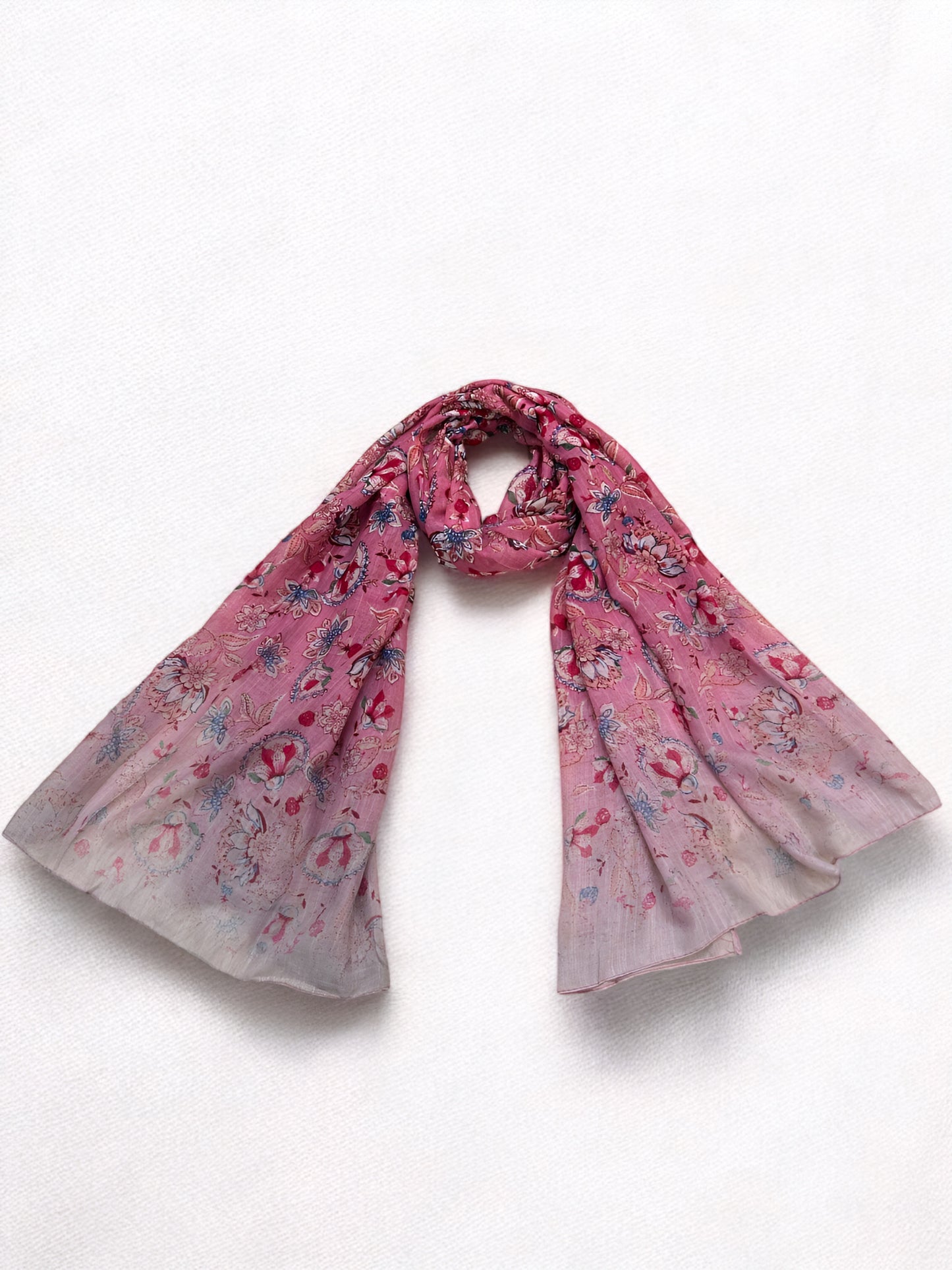 Pink Ombre Floral Printed Modal Hijab