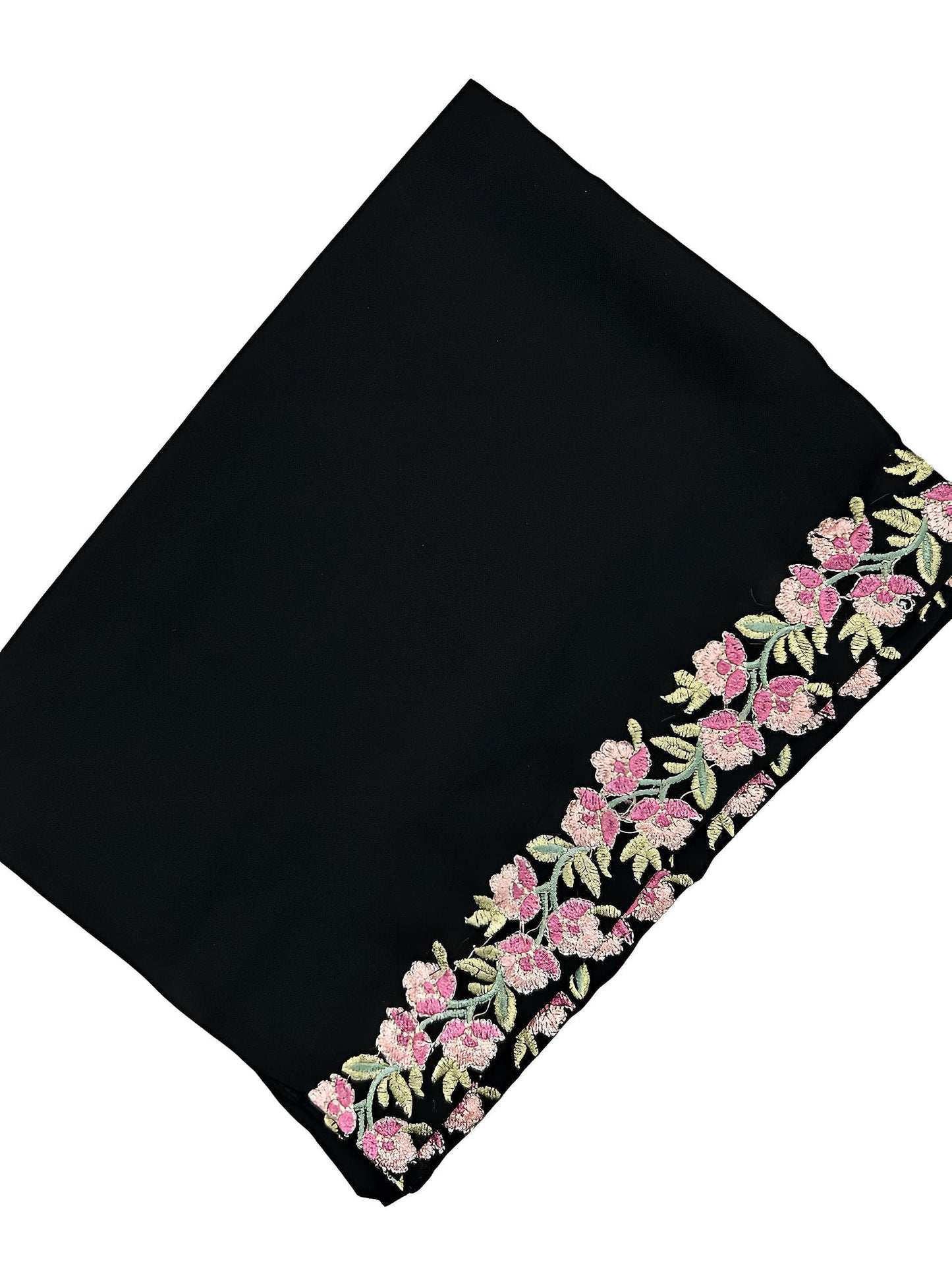Black Pink Bougainvillea Floral Border Shaal