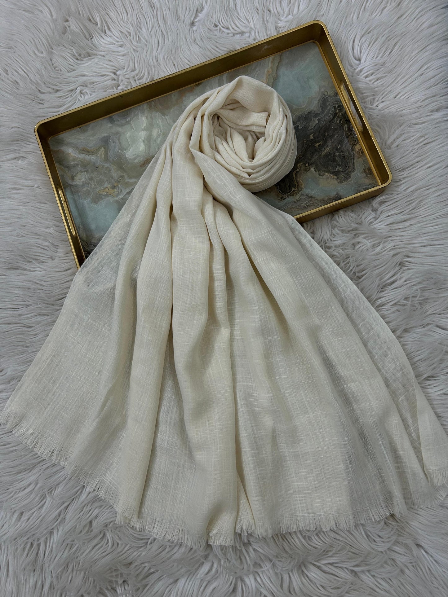 Cream White - Turkish Lawn Hijab