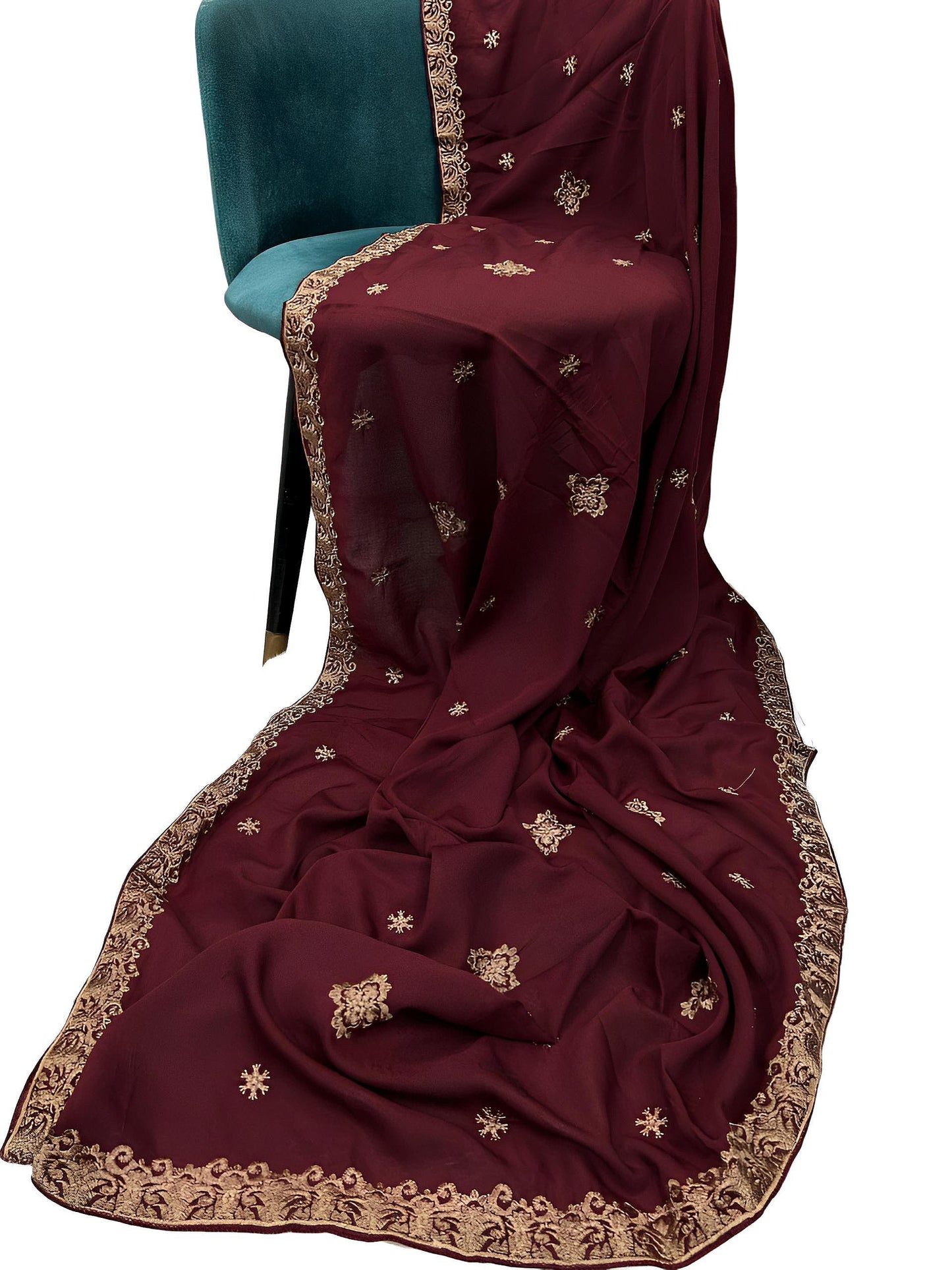 Maroon Peach Cutwork Shaal