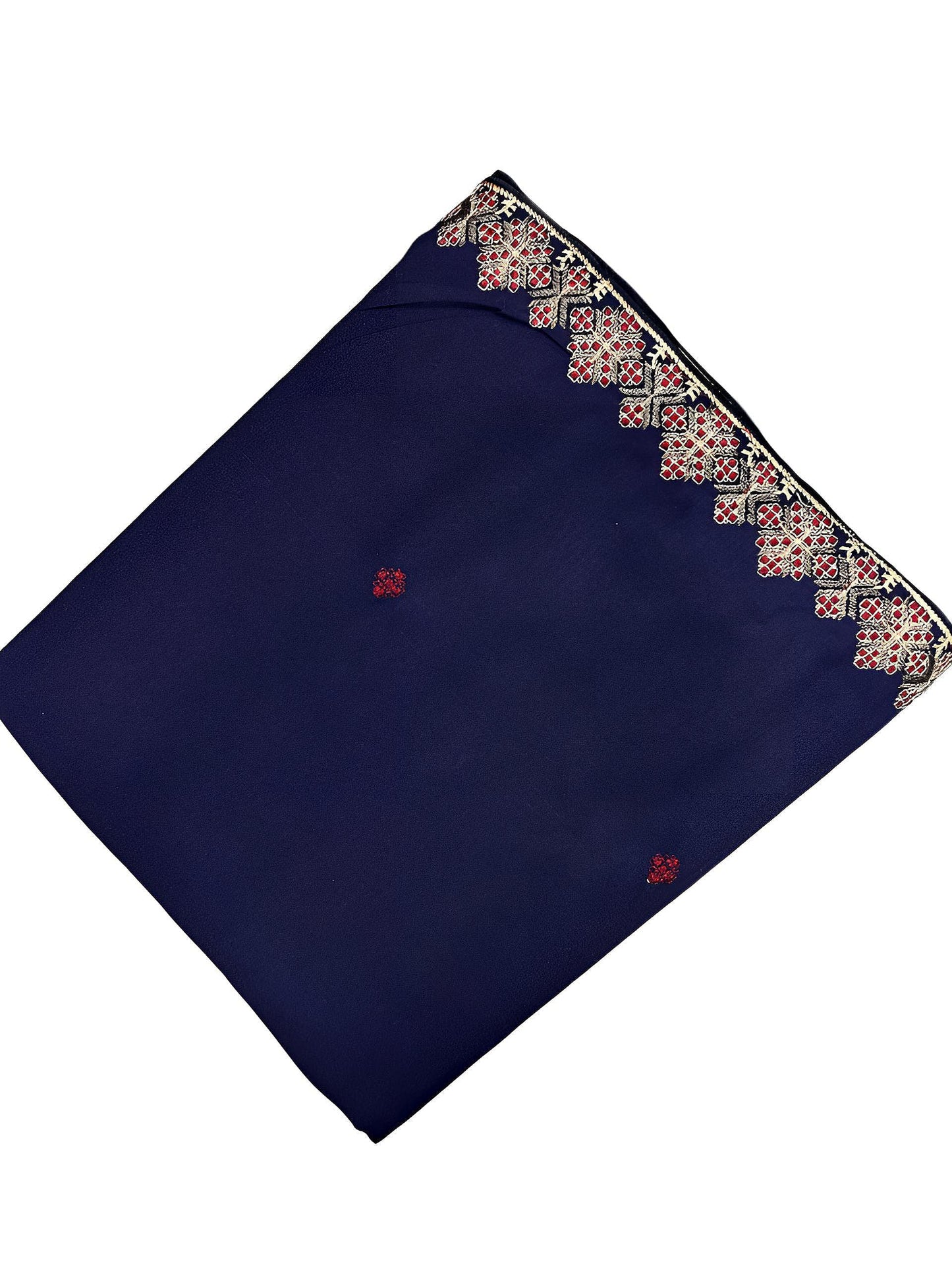 Blue Floral Triangle Border Shaal