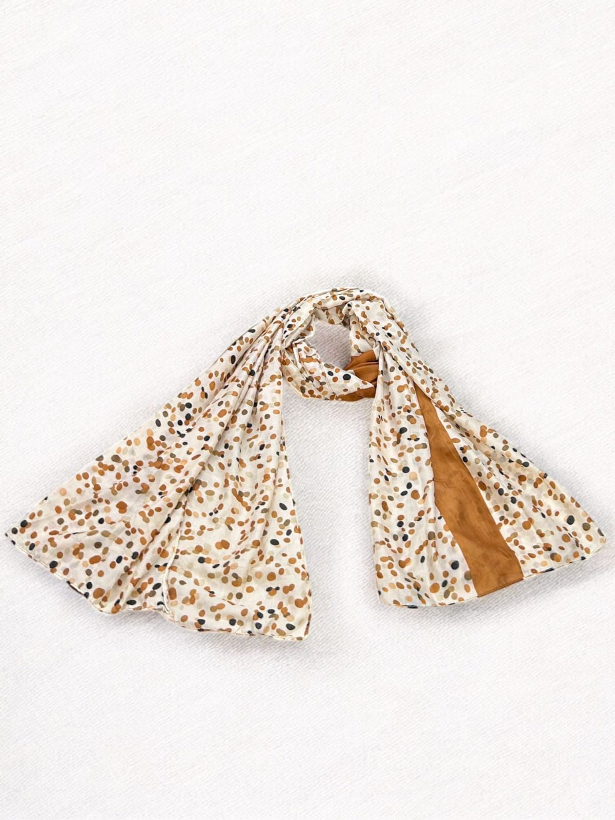 White Brown Circles Printed Modal Hijab