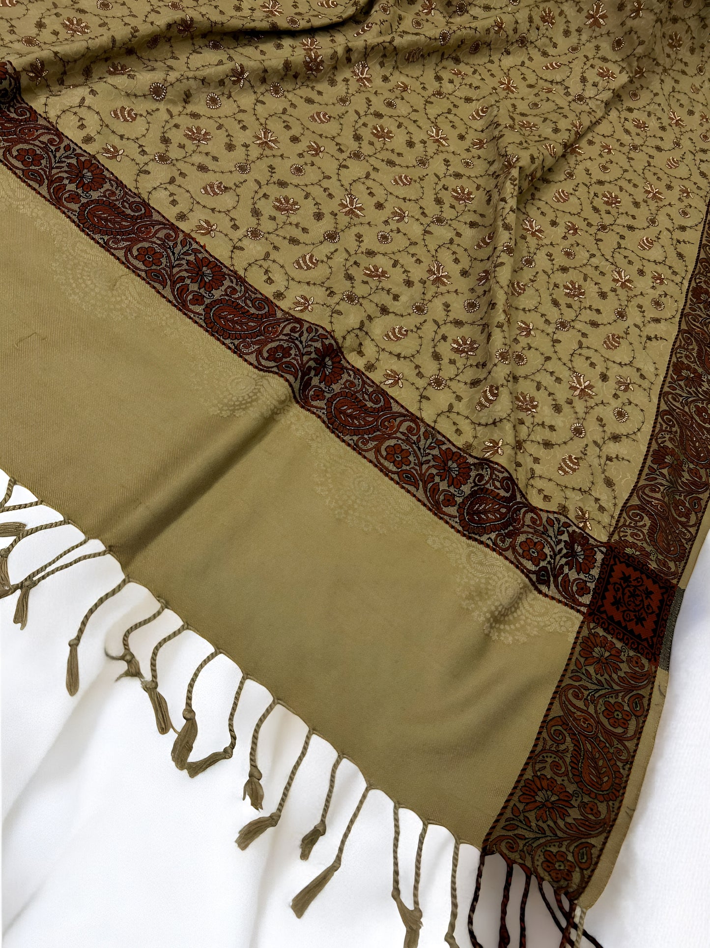 Peanut - Embroidered Threadwork Kashmiri Shawl