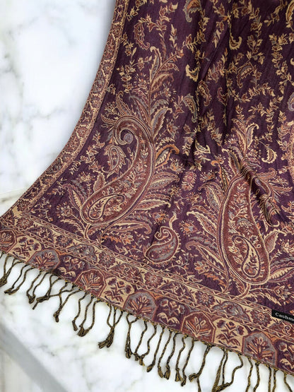 Purple Rose Curved Paisley Pashmina Hijab