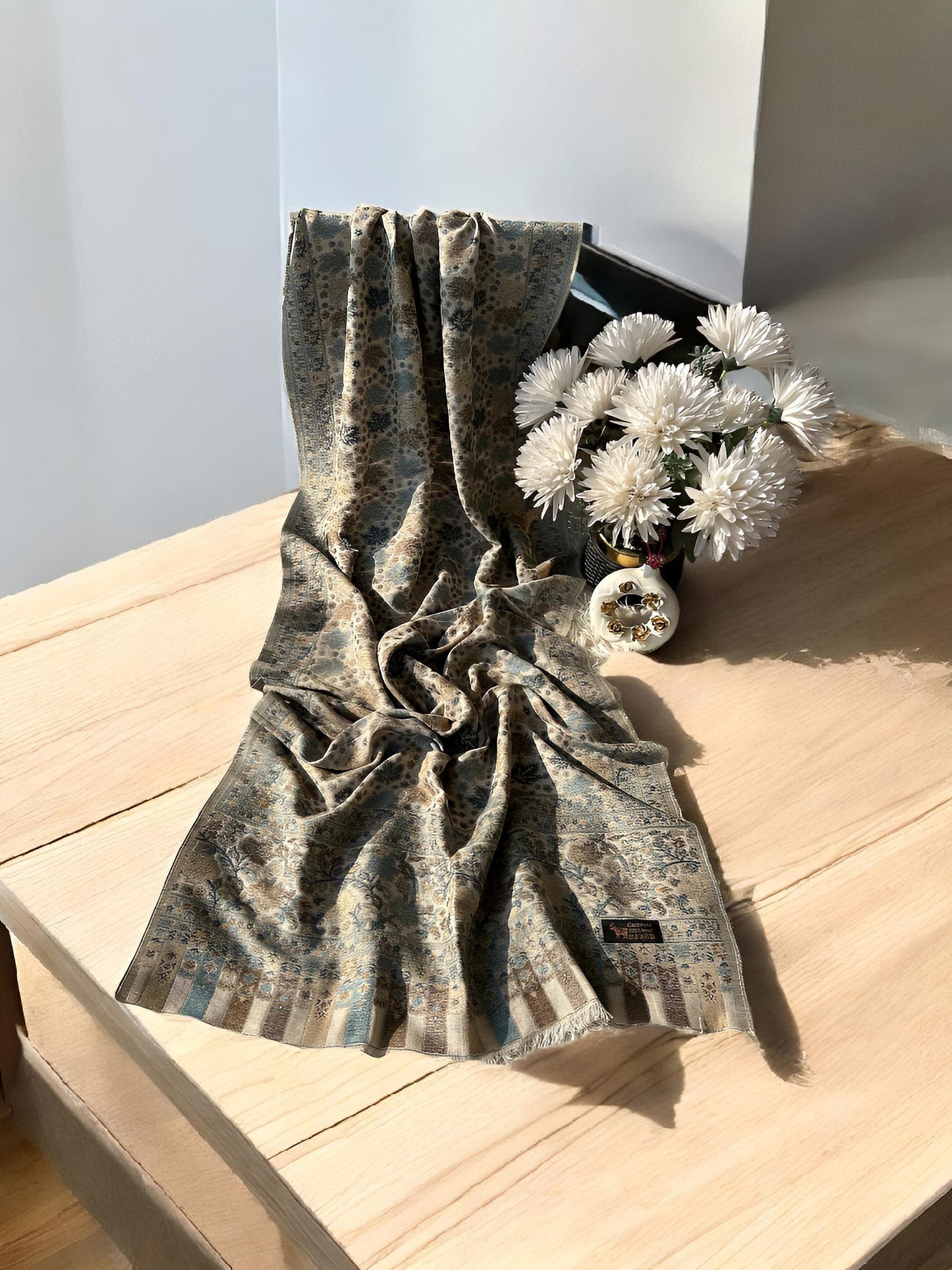 Kani Pashmina Hijab Shaal - Beige Baby Blue