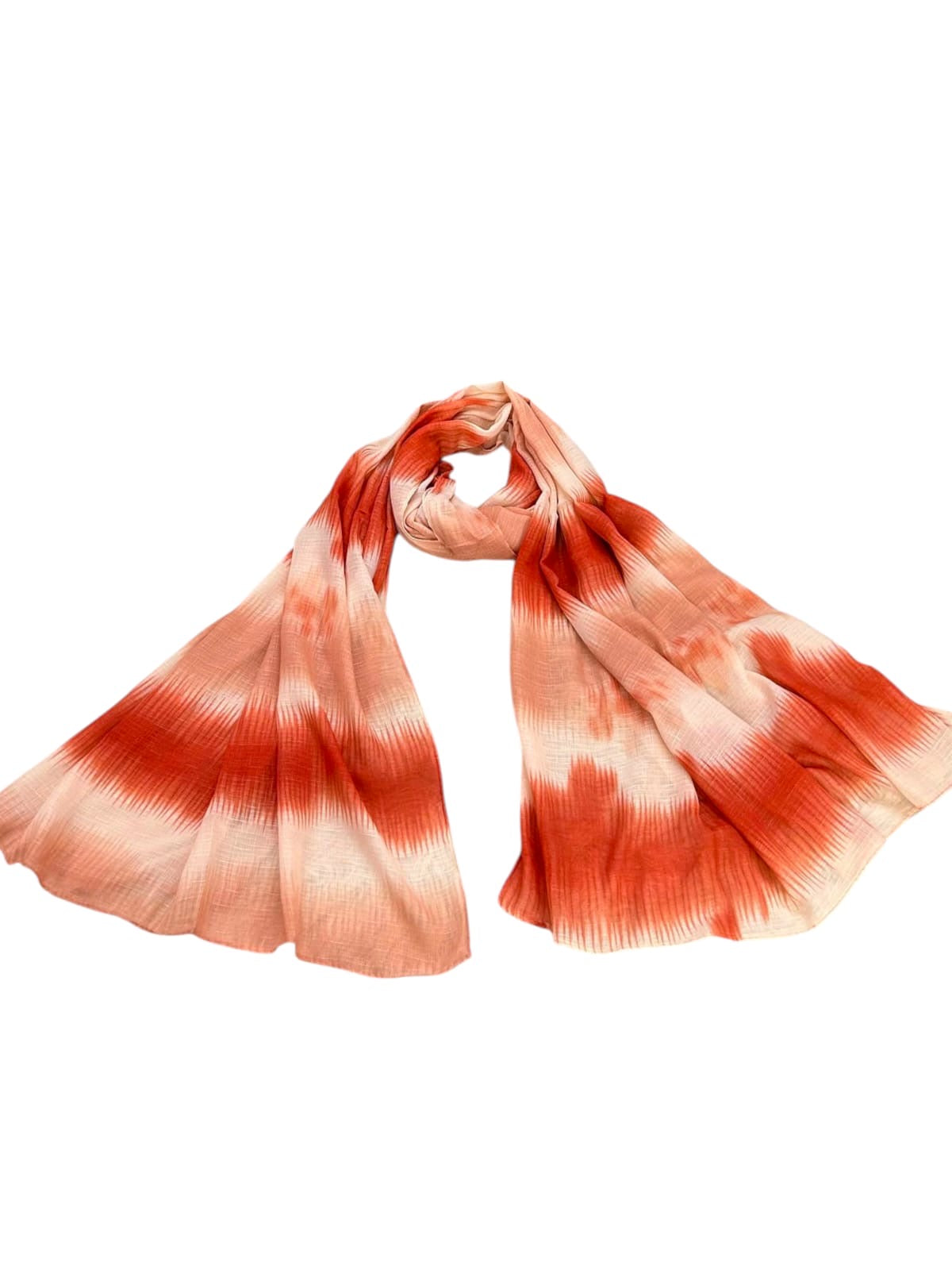 Tangy Peach Patterned Tie-Dye Printed Modal Hijab