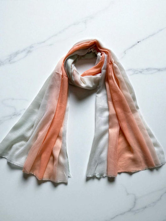 Peach White Tie-Dye Printed Modal Hijab