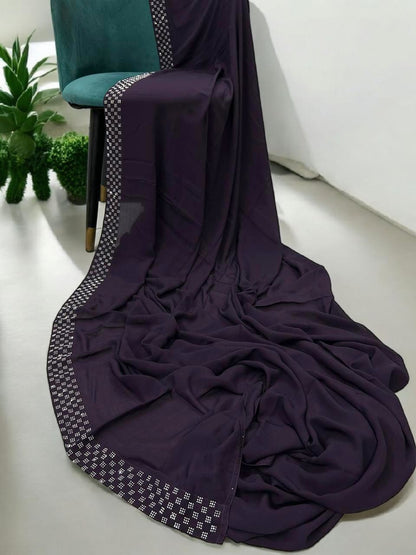 Grape Silver Squares Border Korean Shaal