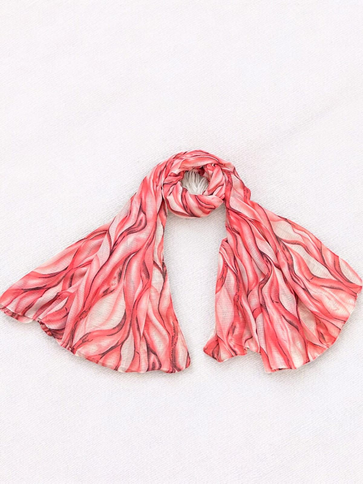Red Waves Tie-Dye Printed Modal Hijab