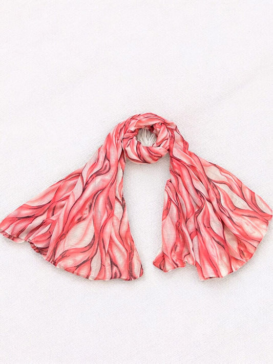 Red Waves Tie-Dye Printed Modal Hijab