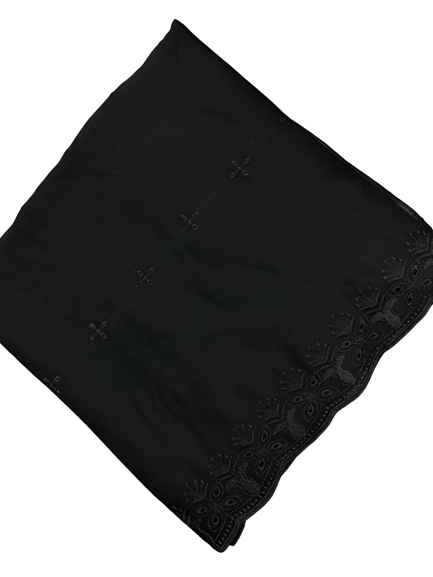 Black Tulip Embroidered Chiffon Dupatta