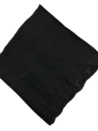 Black Tulip Embroidered Chiffon Dupatta