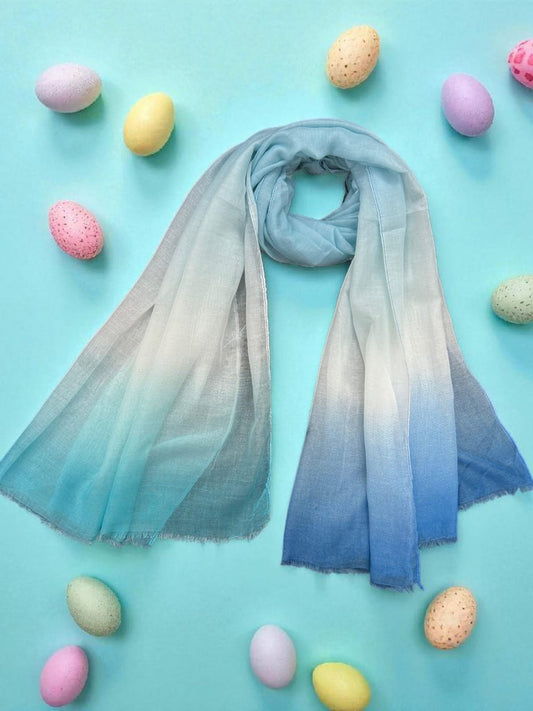 Blue White Tie-Dye Printed Modal Hijab