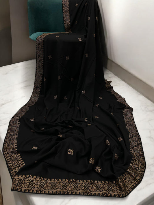 Black Rosegold Mosaic Fancy Embroidered Shaal