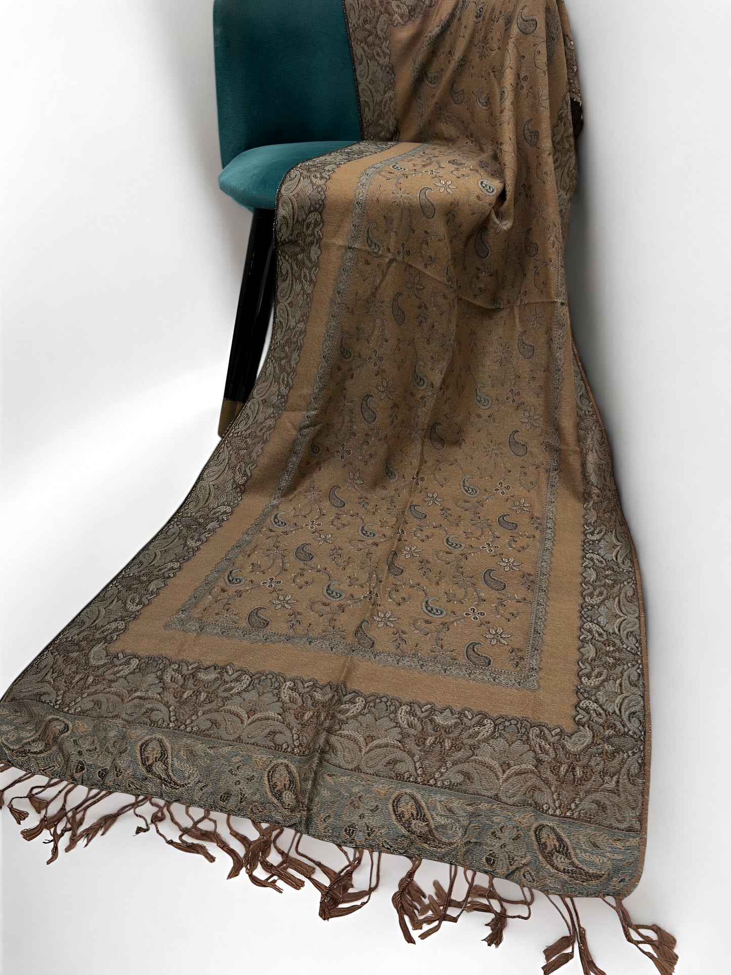Beige Ice Blue Dual Tone Pashmina Hijab