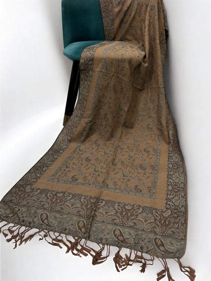 Beige Ice Blue Dual Tone Pashmina Hijab